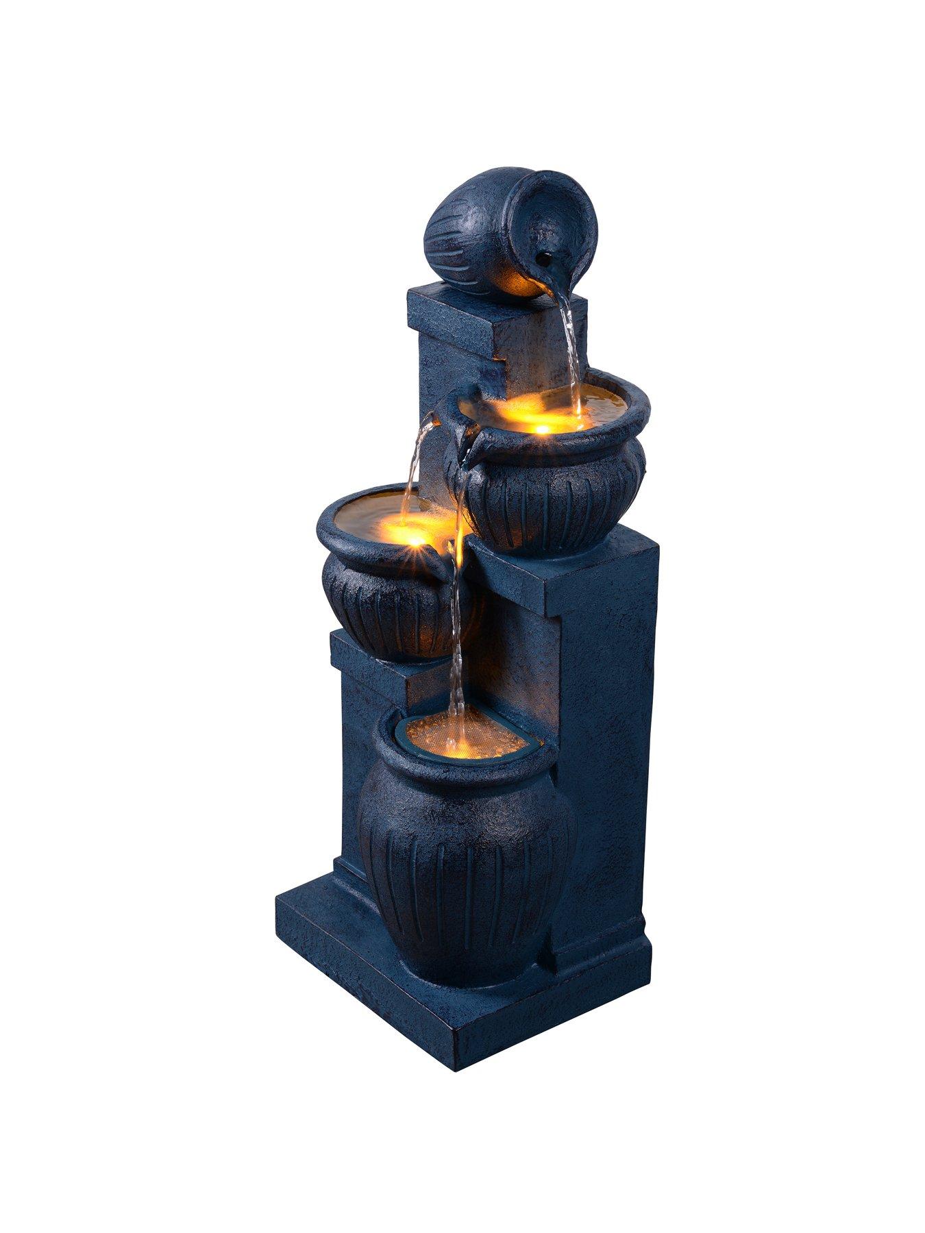 Image 6 of 7 of Teamson Home 28.5 Four-Tier Vertical Texture Cascading Bowl Fountain