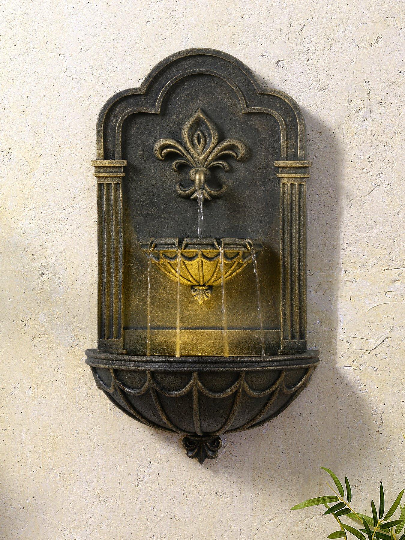 Teamson Home 32 Two-Tier Fleur- -de-lis Wall Fountain
