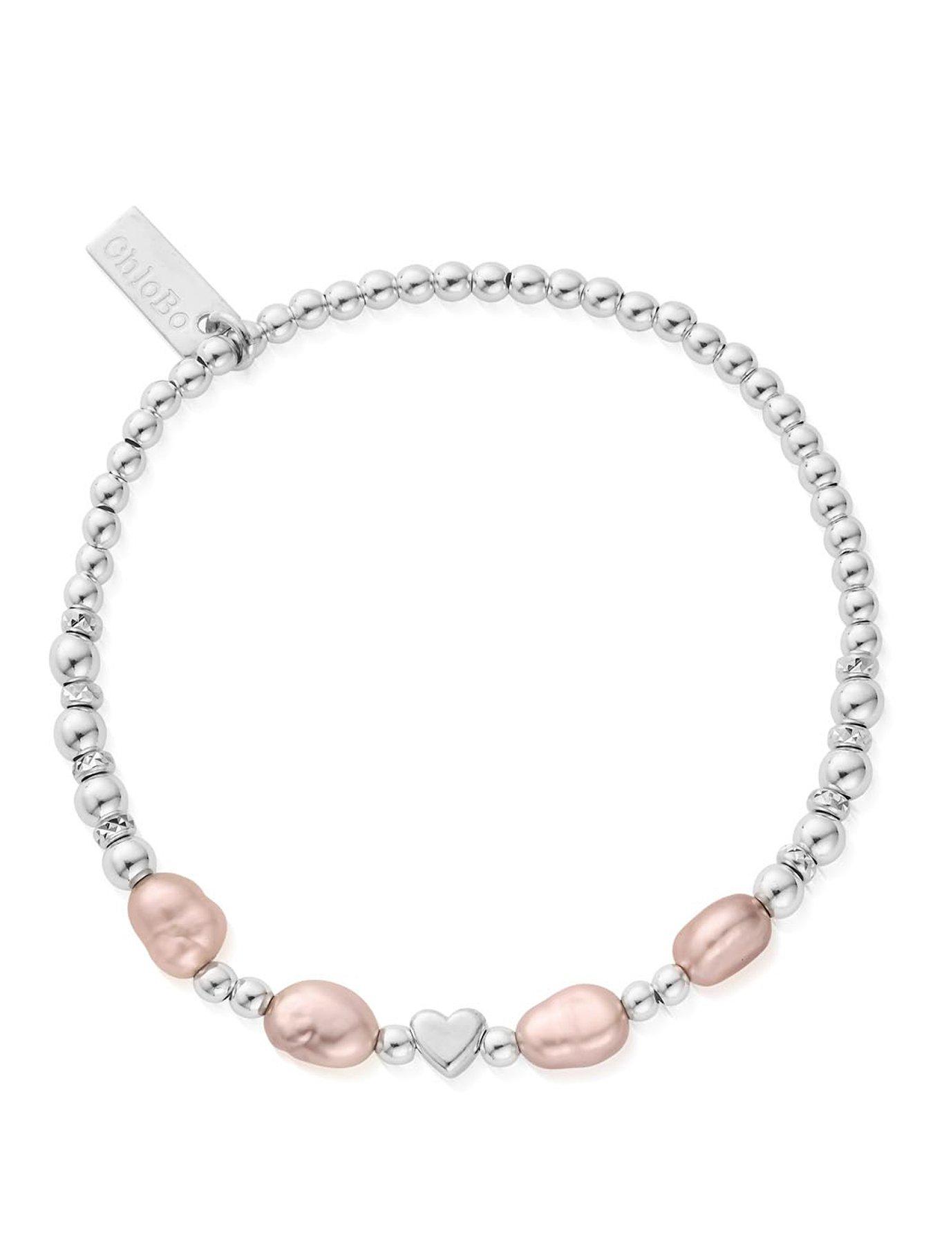 Image 1 of 1 of ChloBo Silver with love pink pearl bracelet