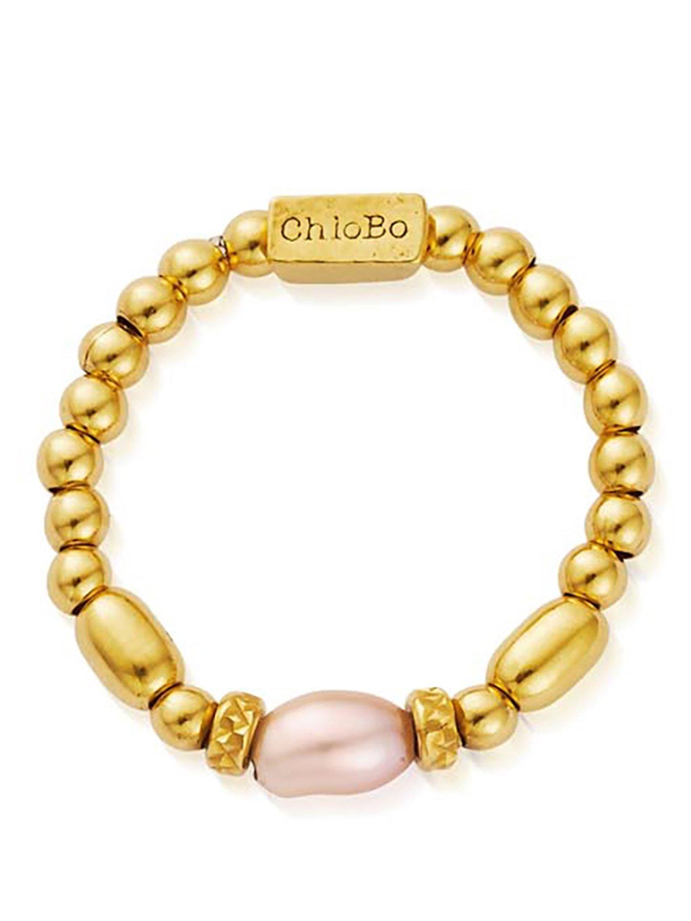  image of chlobo-gold-mini-sparkle-pink-pearl-ring