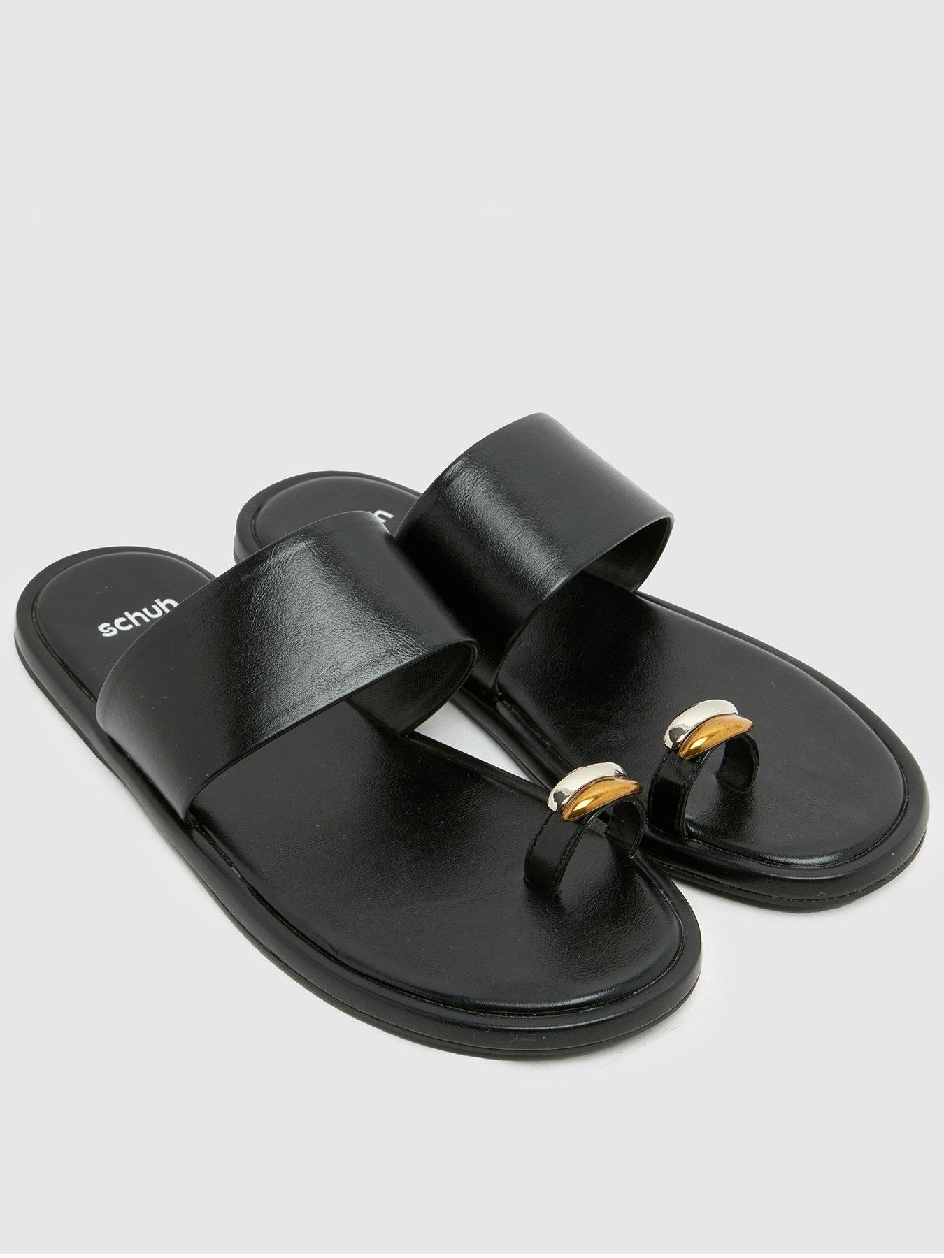  image of schuh-thyme-metal-toe-loop-mule-sandal-black