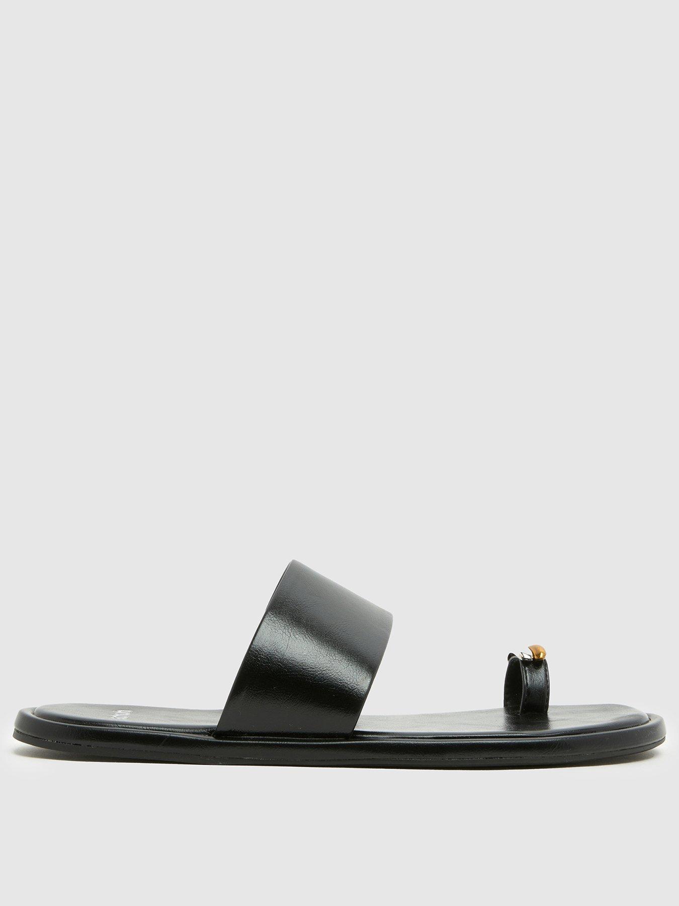 stillFront image of schuh-thyme-metal-toe-loop-mule-sandal-black