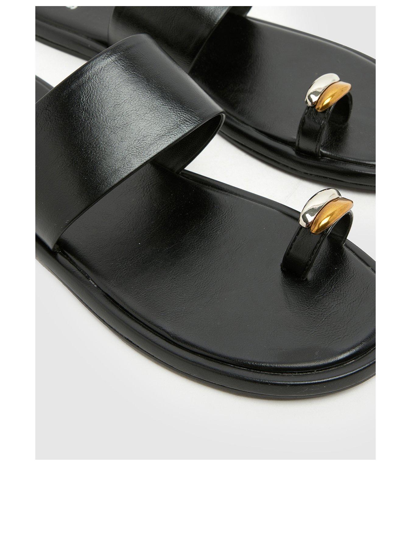  image of schuh-thyme-metal-toe-loop-mule-sandal-black