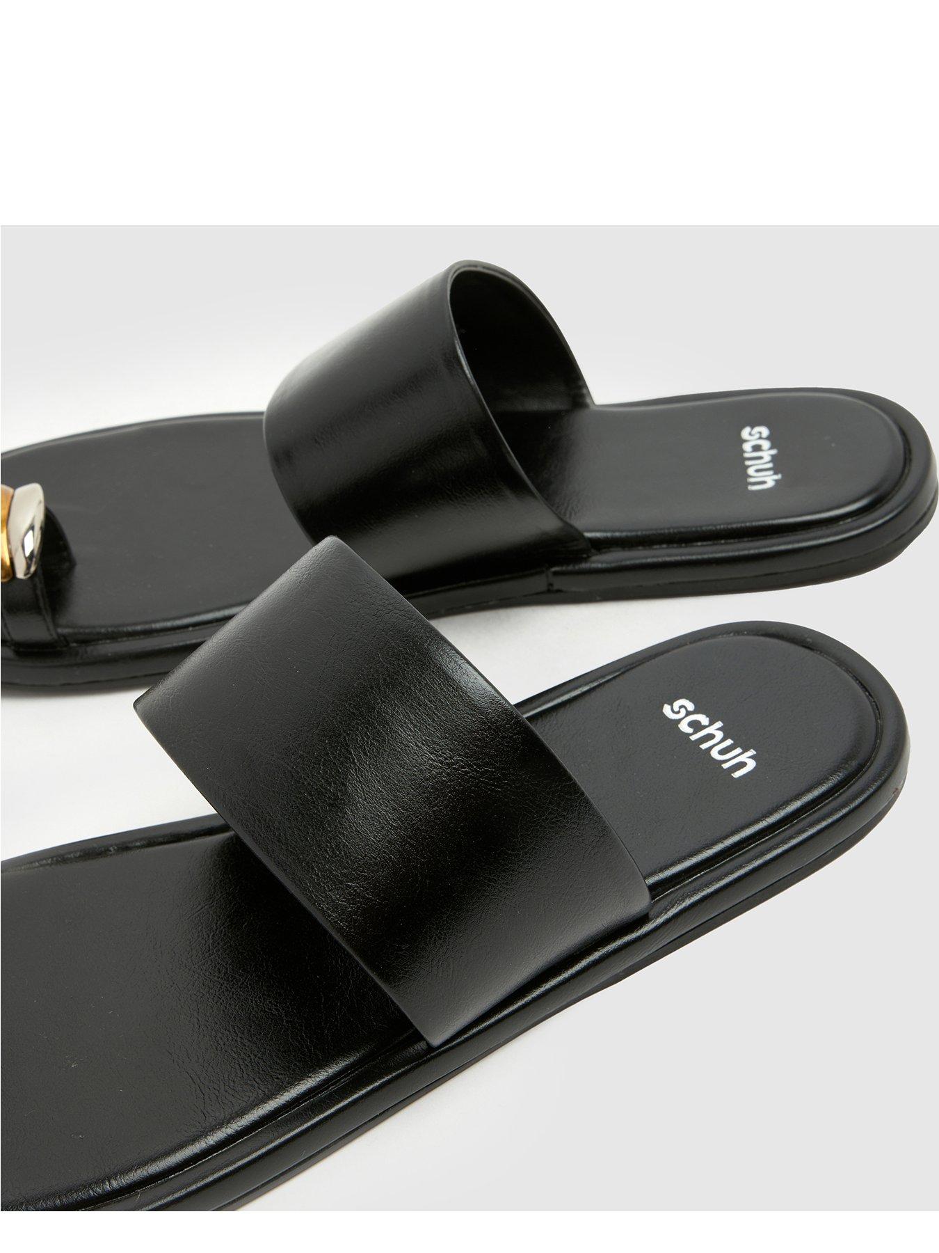  image of schuh-thyme-metal-toe-loop-mule-sandal-black