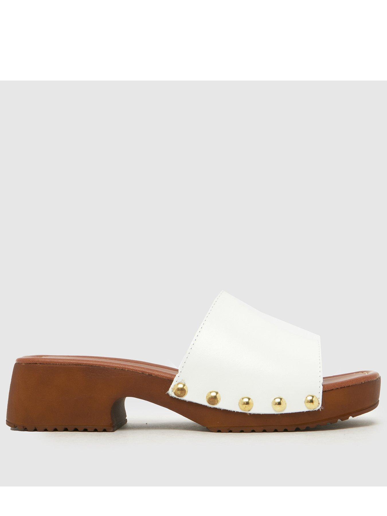 front image of schuh-verity-suede-clog-sandal-white