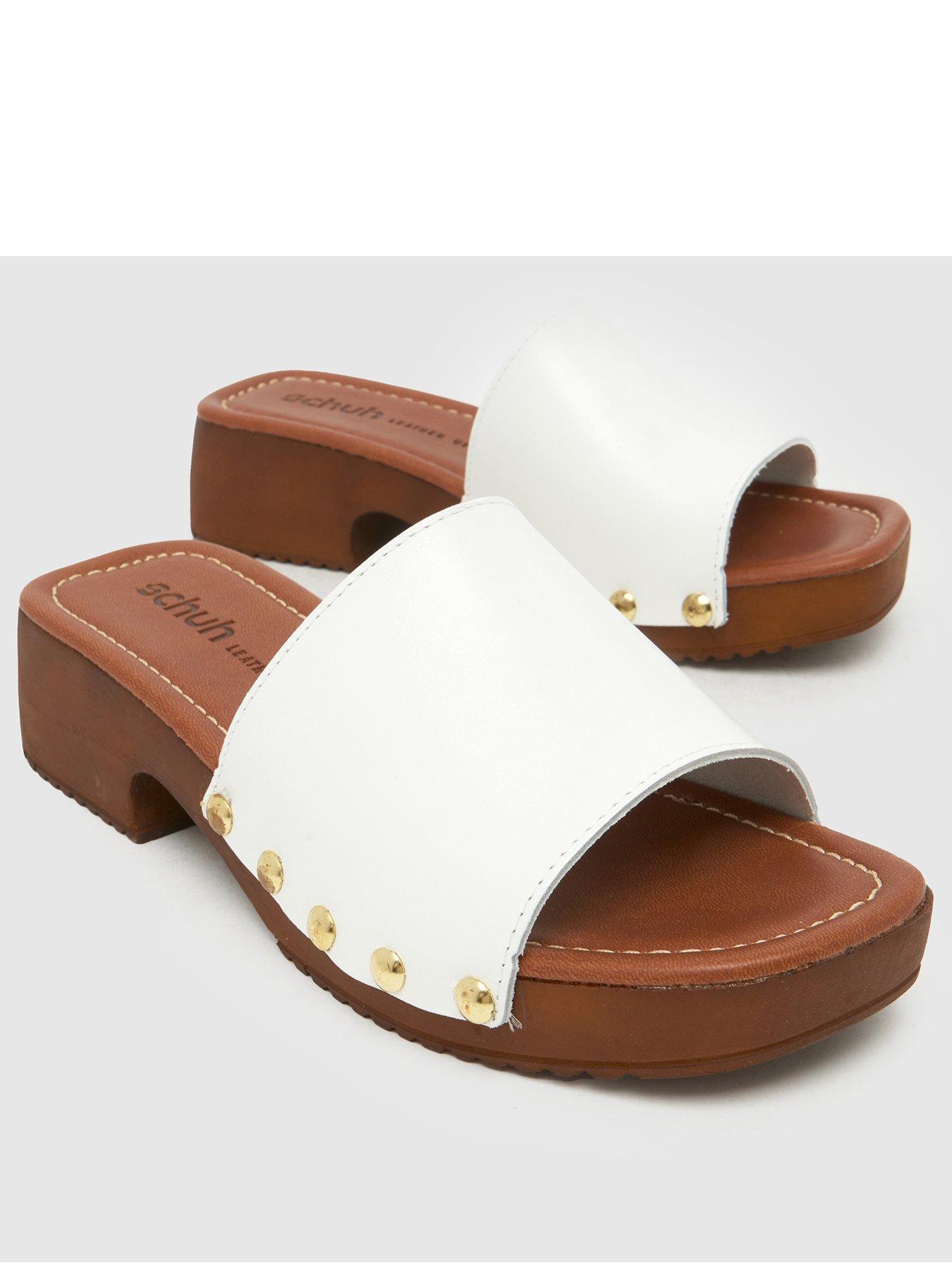  image of schuh-verity-suede-clog-sandal-white