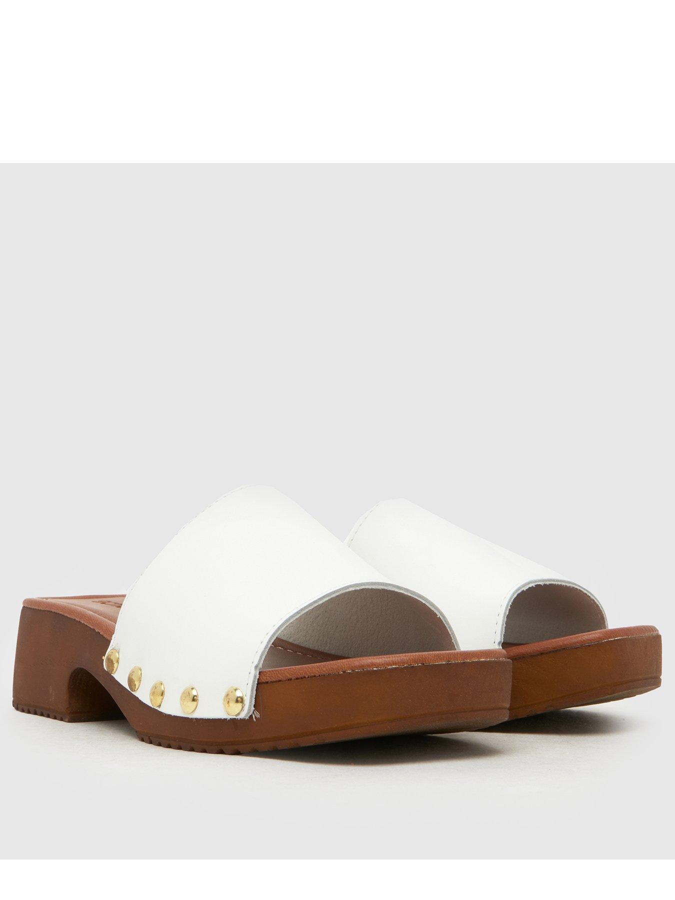  image of schuh-verity-suede-clog-sandal-white