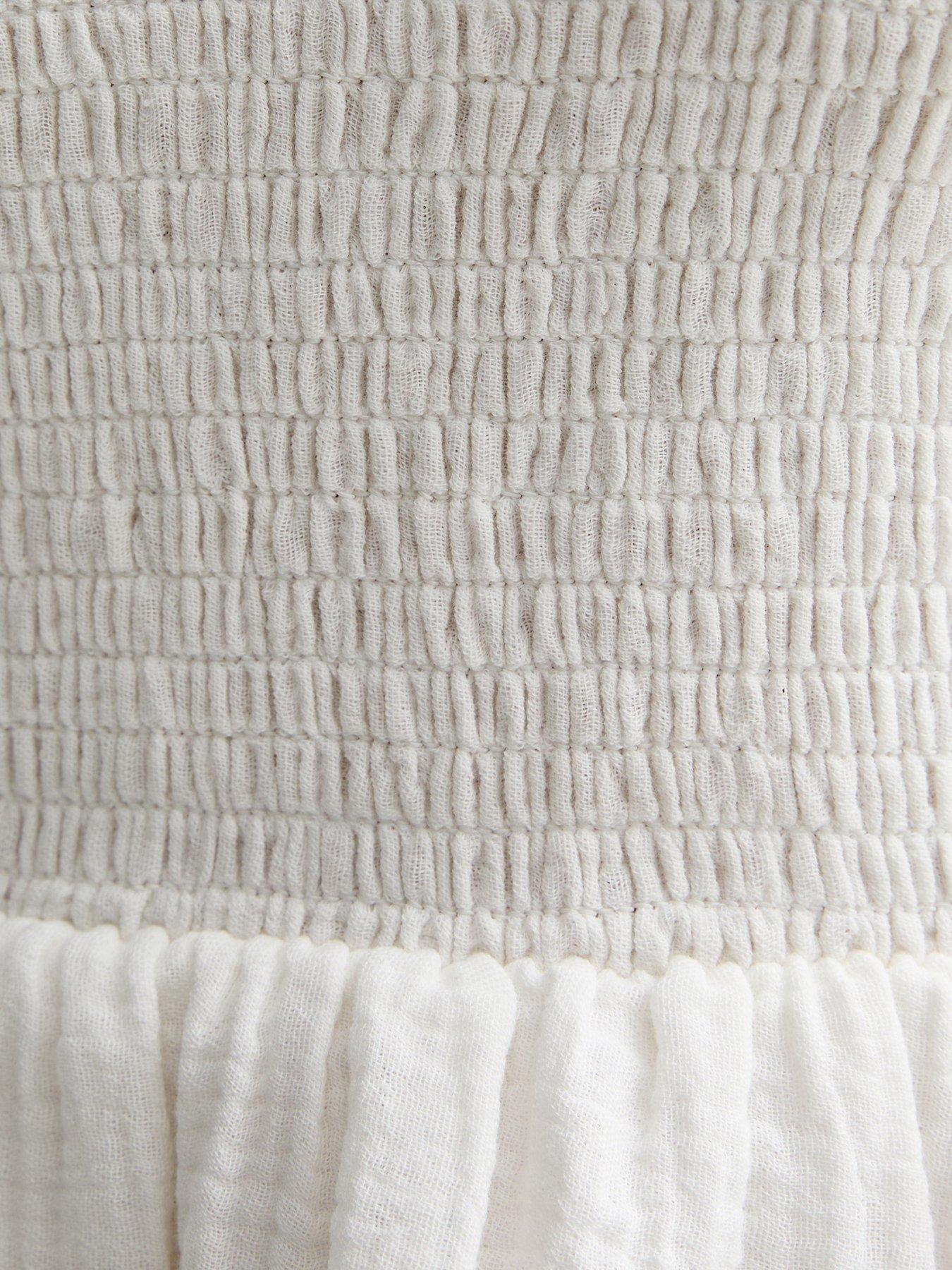 Image 5 of 5 of New Look 915 Girls Shirred Tiered Dress - White