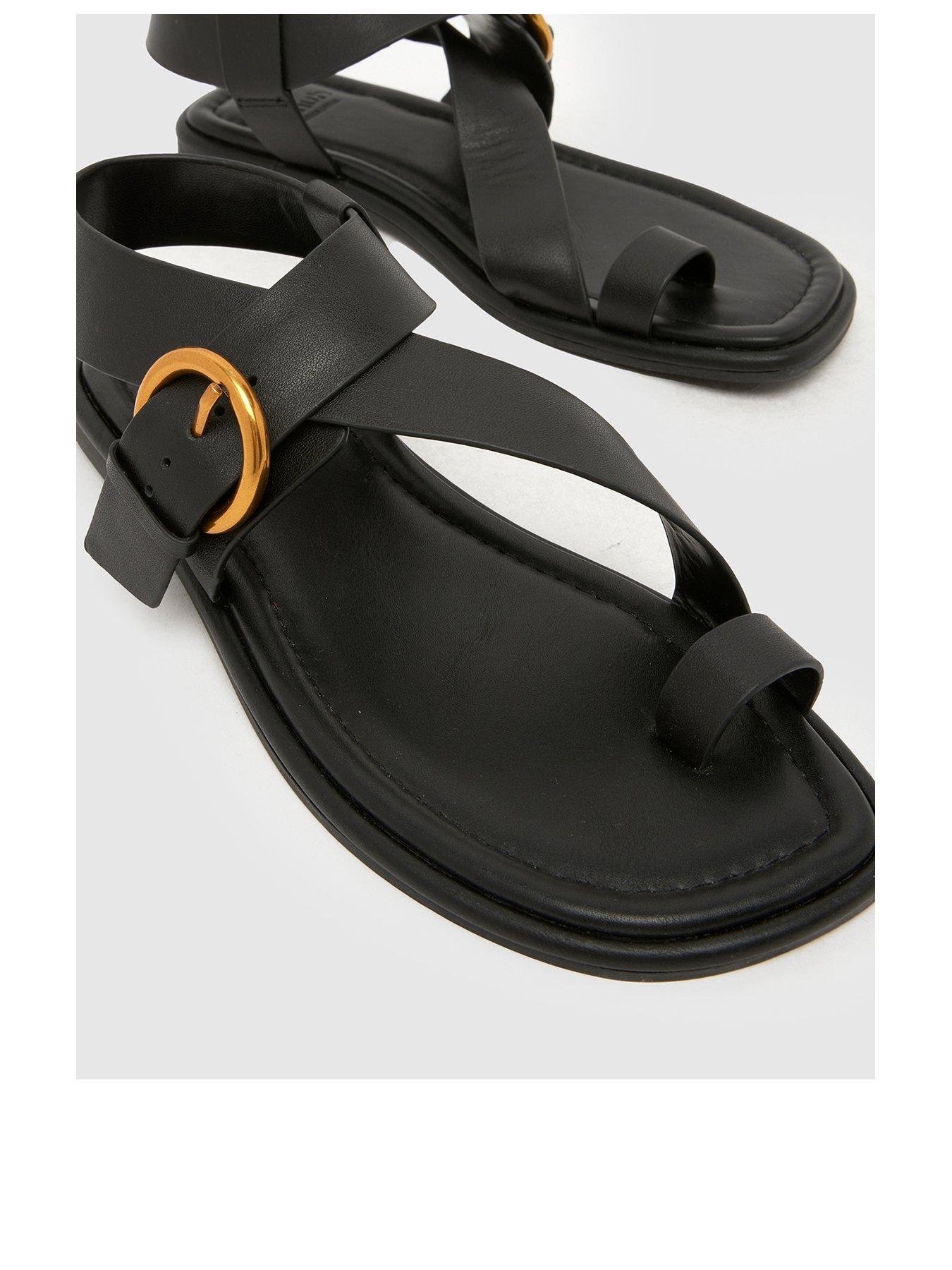 Image 2 of 4 of Schuh Ec Tanvi Leather Toe Loop Sandal - Black