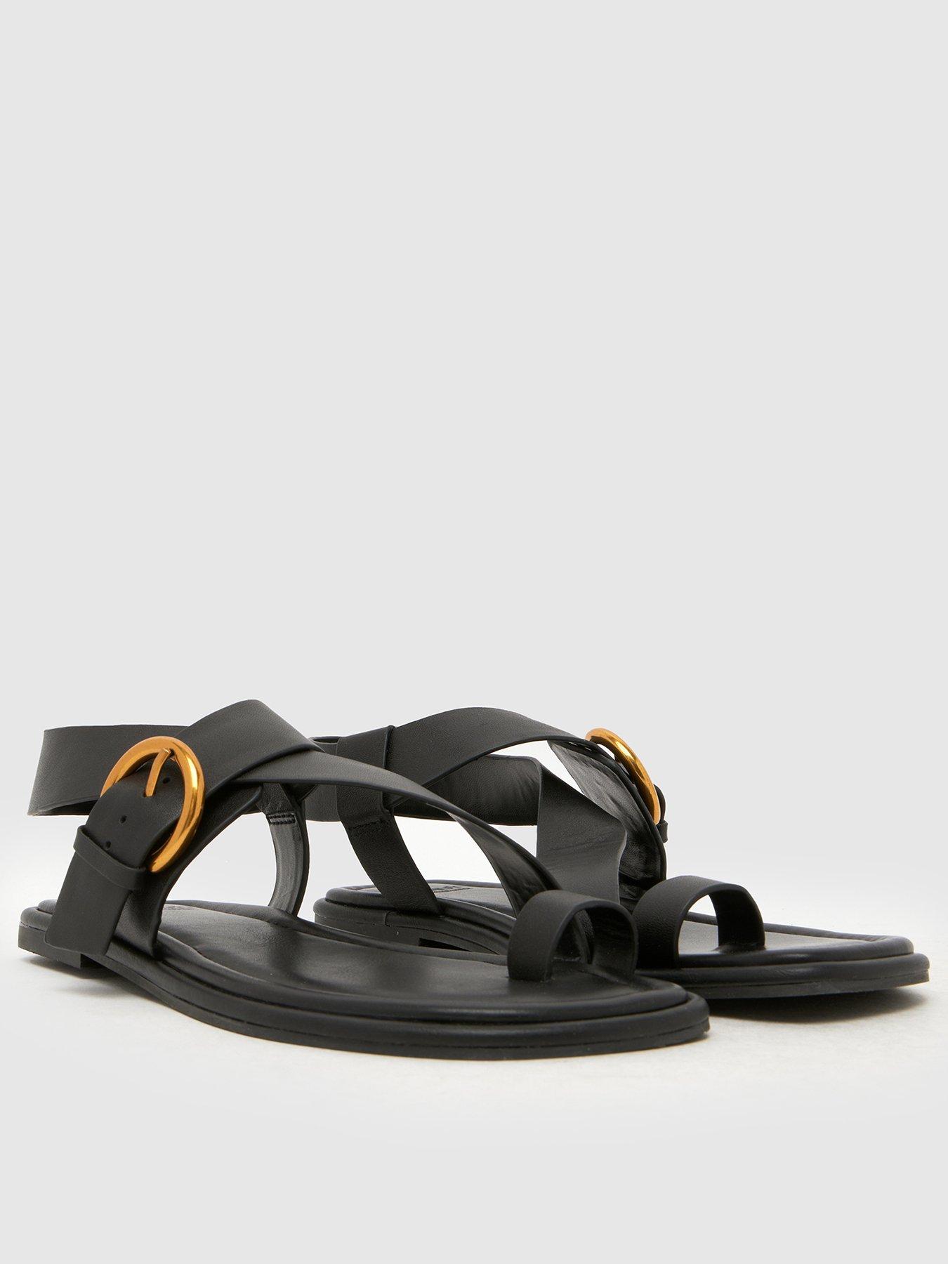 Image 3 of 4 of Schuh Ec Tanvi Leather Toe Loop Sandal - Black