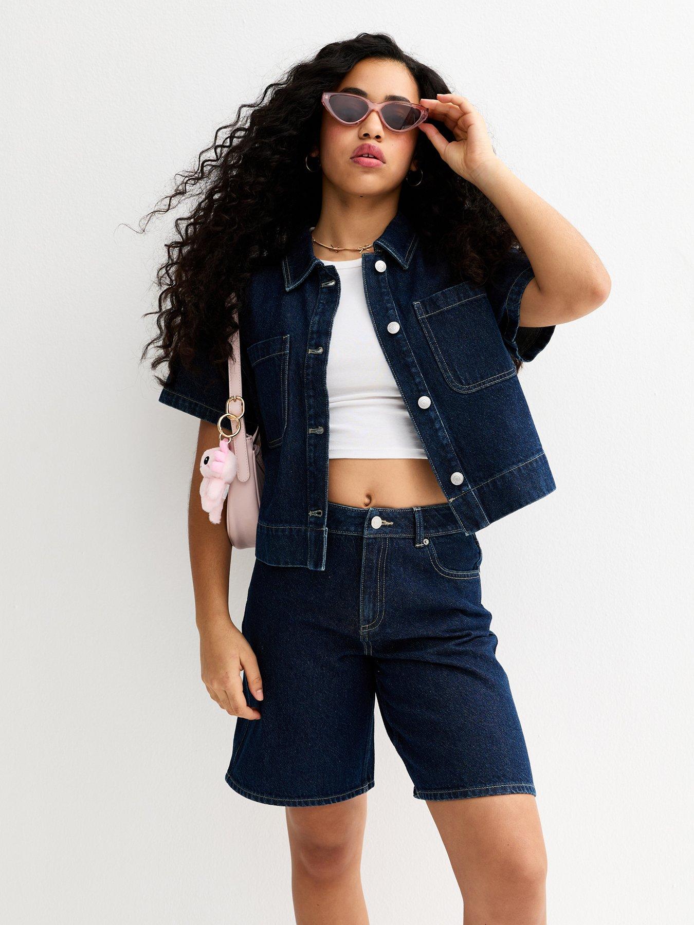 New Look 915 Girls Short Sleeve Denim Shirt - Blue