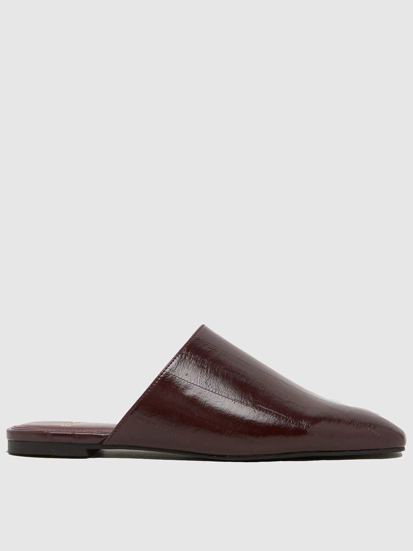  image of schuh-latina-backless-flat-burgundy