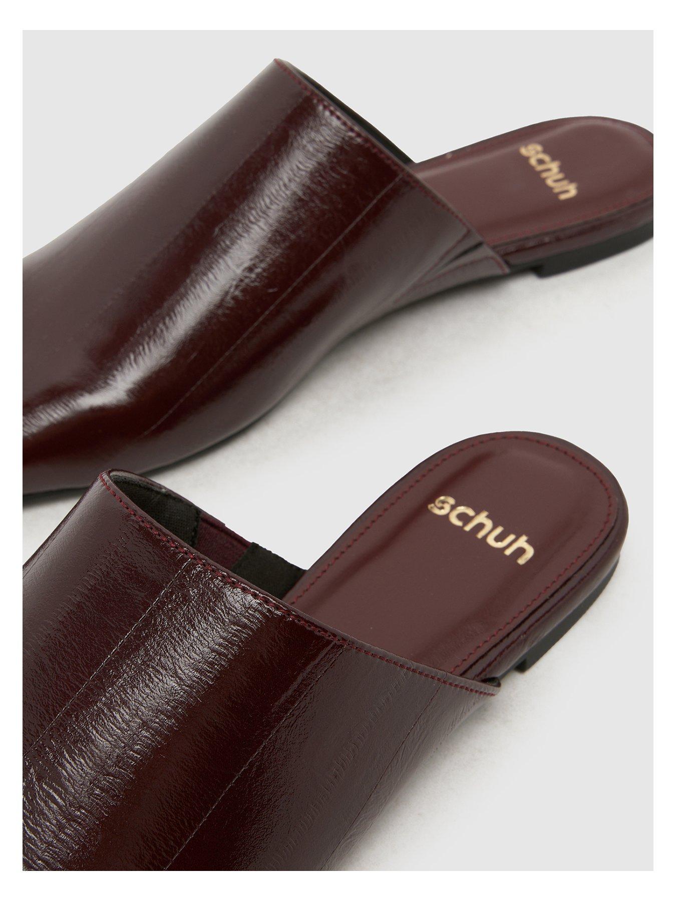  image of schuh-latina-backless-flat-burgundy