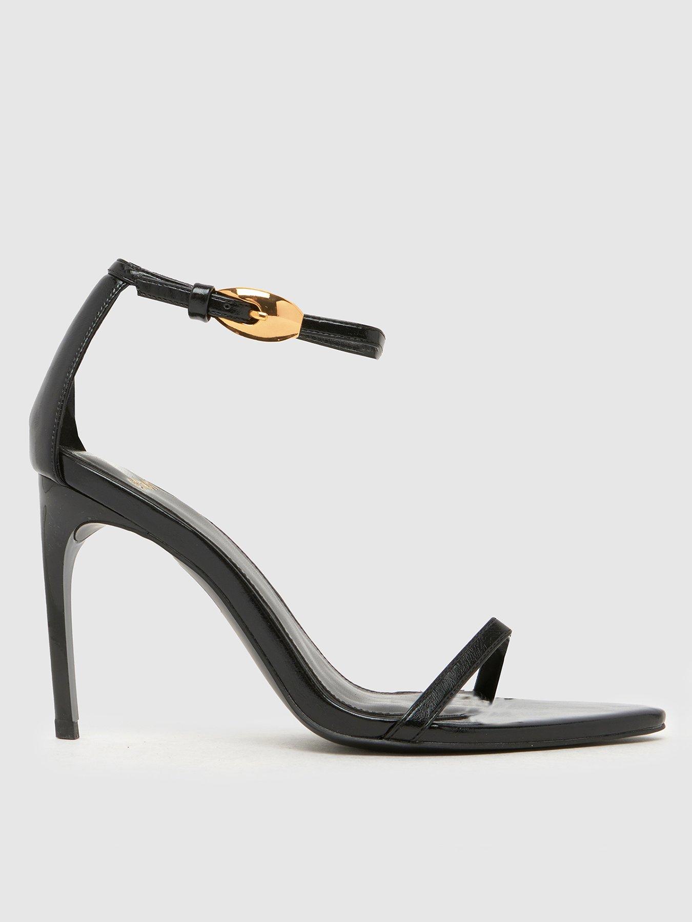 front image of schuh-stylish-point-heeled-sandal-black