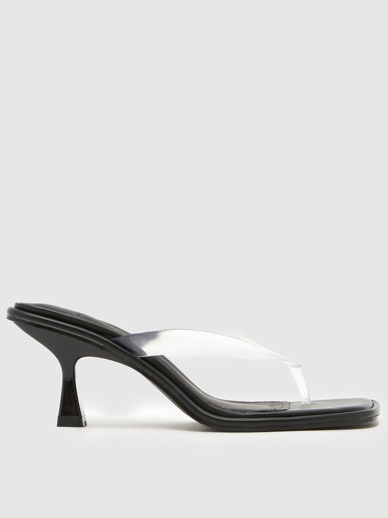 Schuh Salvia Clear Toe Post Heeled Sandal - Black