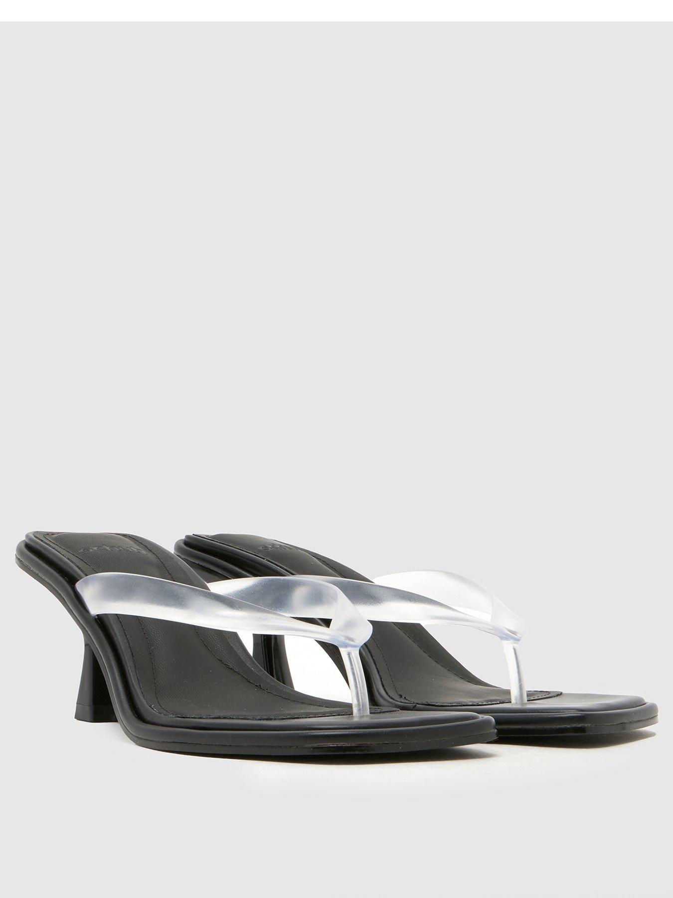  image of schuh-salvia-clear-toe-post-heeled-sandal-black