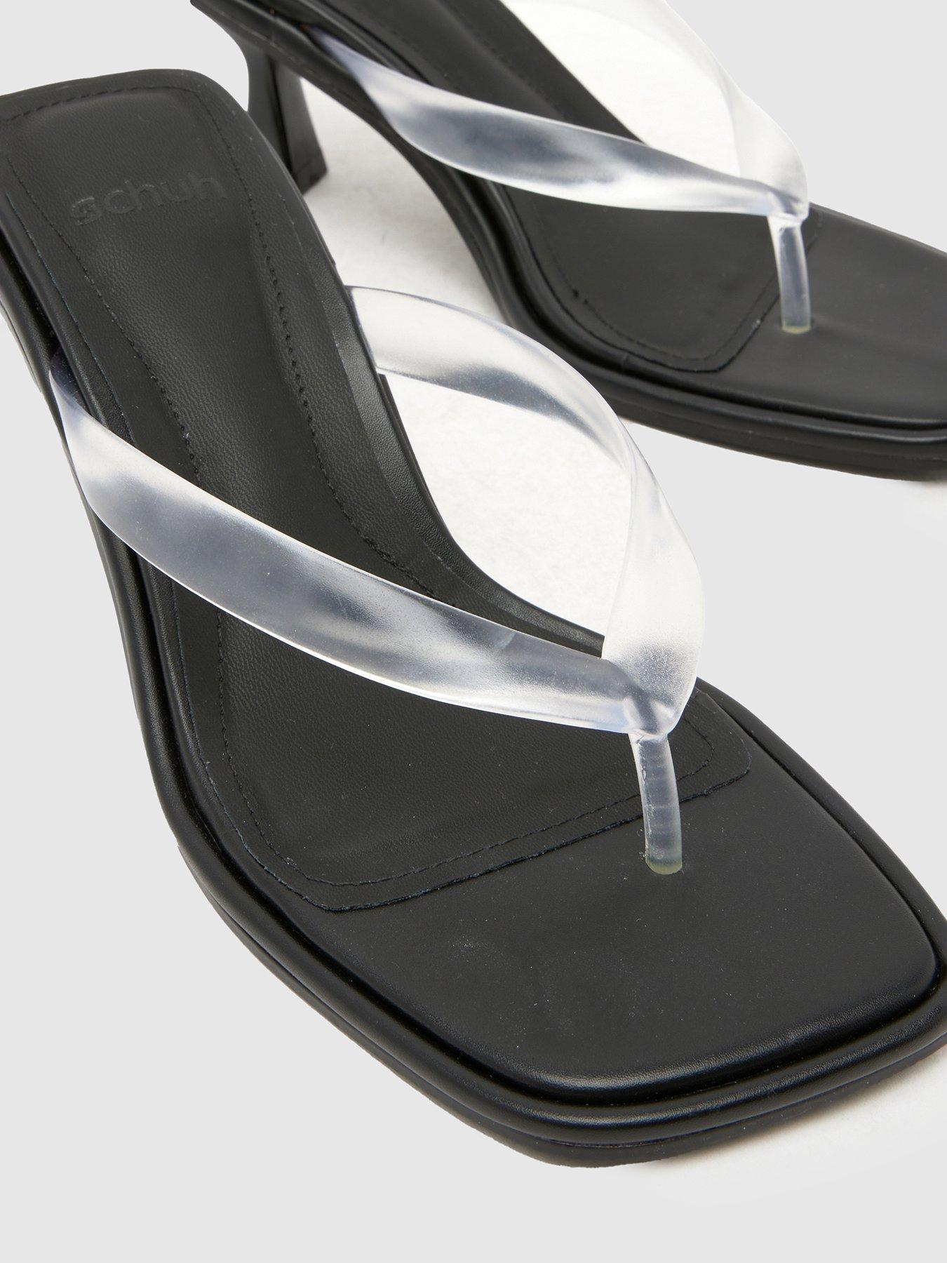  image of schuh-salvia-clear-toe-post-heeled-sandal-black
