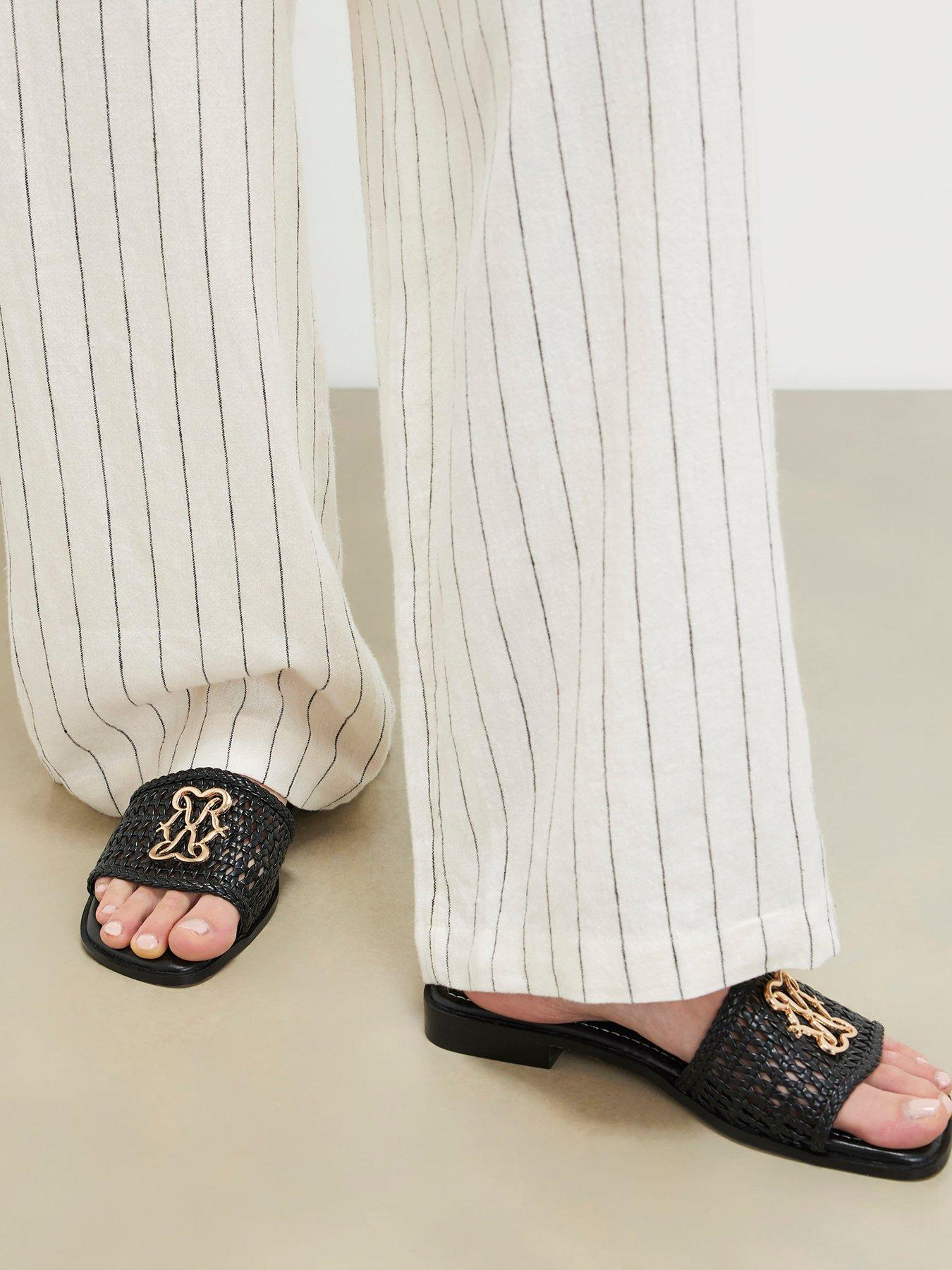 River Island Signature Weave Mule Sandal - Black