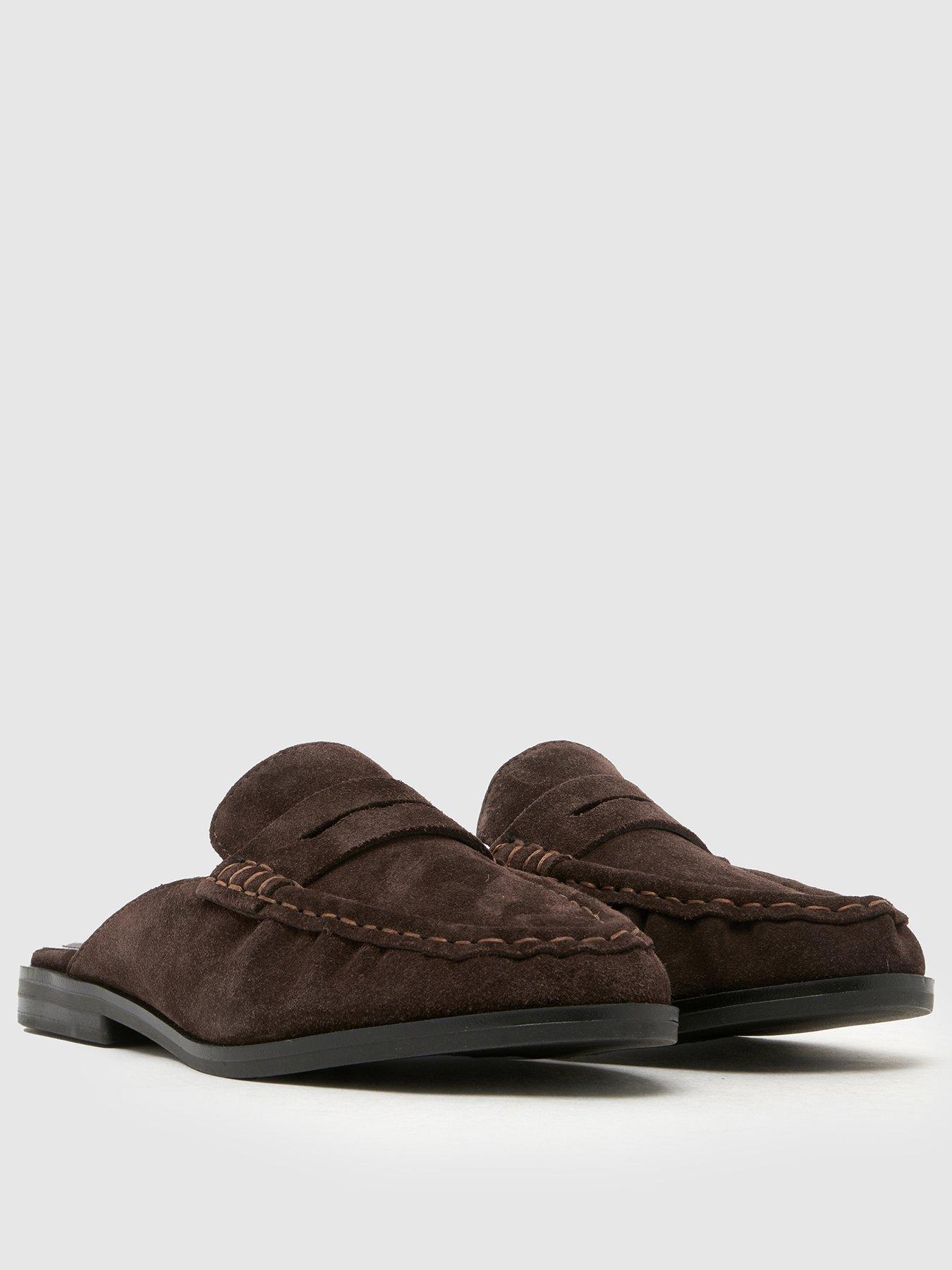Image 2 of 4 of Schuh Leeds Leather Backless Loafers - Brown