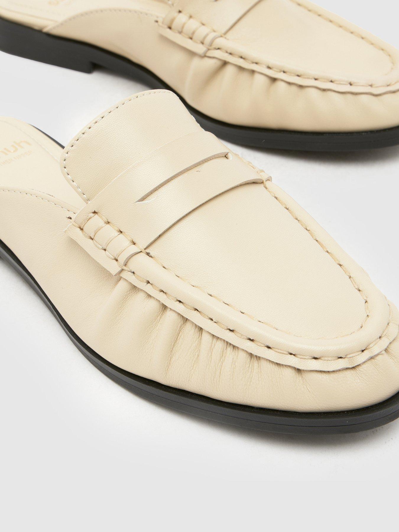  image of schuh-leeds-leather-backless-loafer-off-white