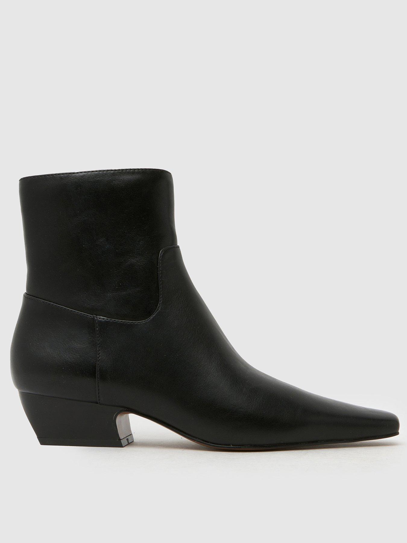 front image of schuh-clarisse-western-heel-boot-black