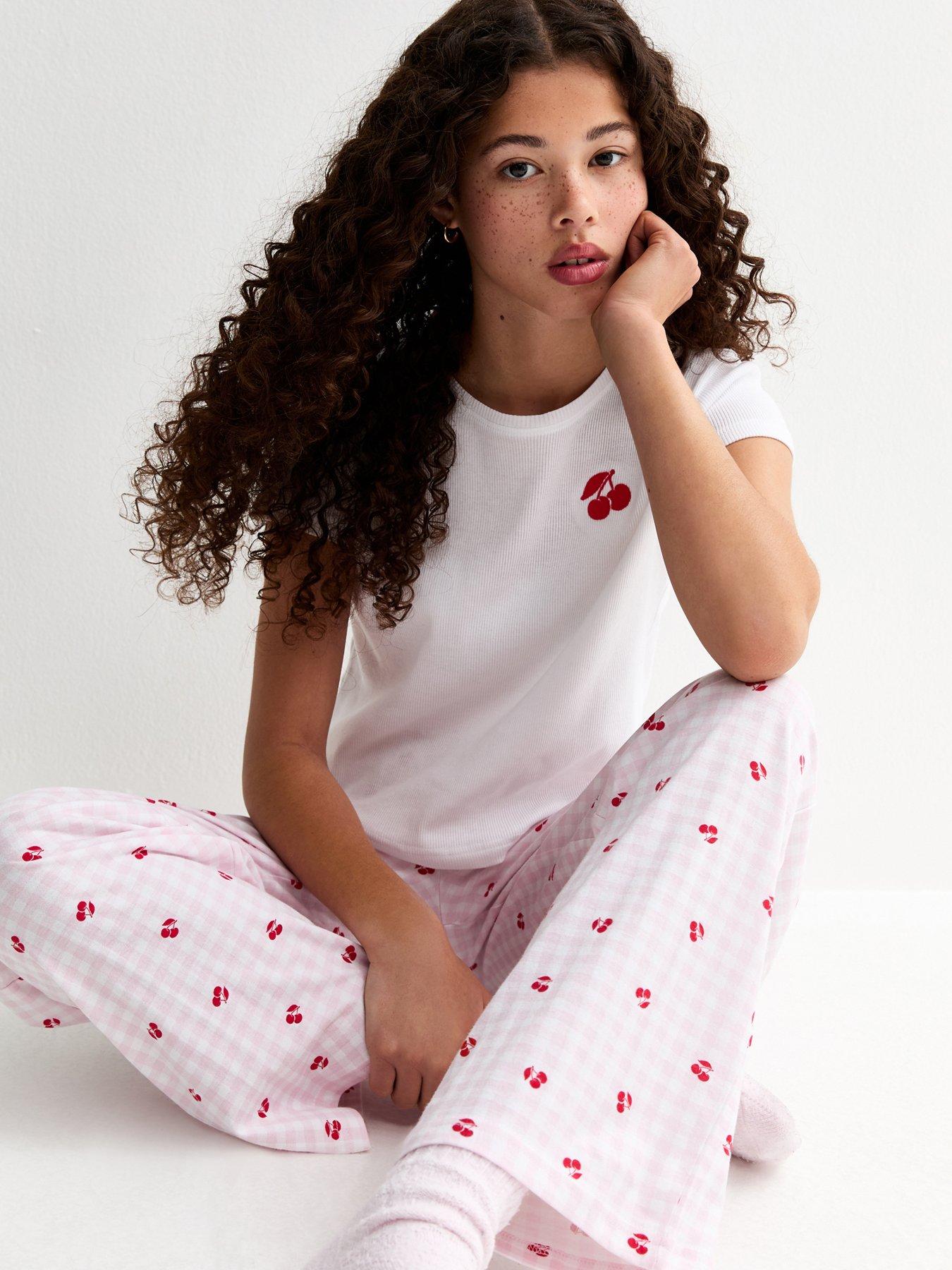 Image 3 of 5 of New Look 915 Girls Cherry Embroidered Pyjama Set - Light Pink