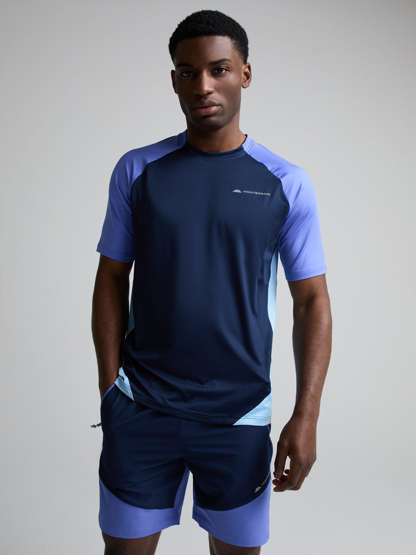 Image 1 of 5 of Monterrain Mens Colour Block Performance Training T-shirt - Navy/Purple