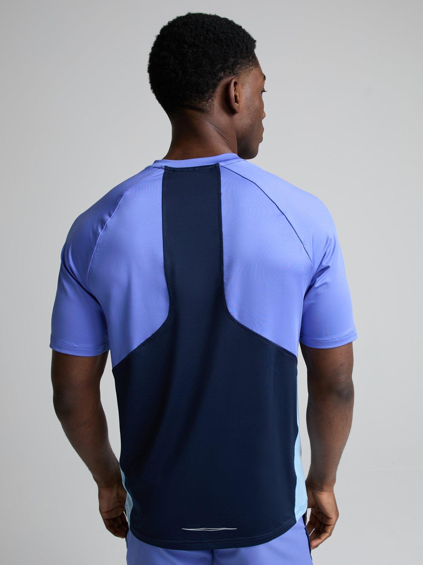 Image 2 of 5 of Monterrain Mens Colour Block Performance Training T-shirt - Navy/Purple