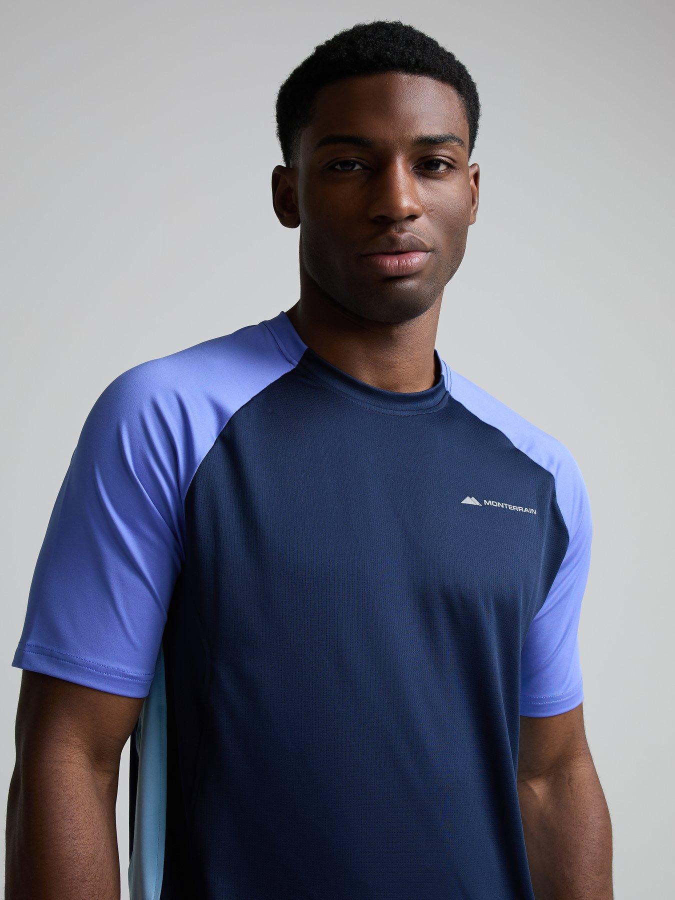 Image 4 of 5 of Monterrain Mens Colour Block Performance Training T-shirt - Navy/Purple
