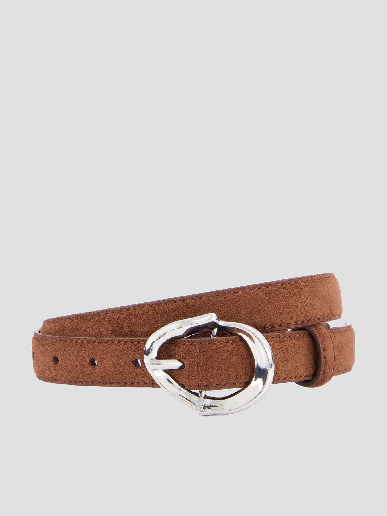 Image 1 of 5 of The Very Collection Oval Hammered Buckle Belt - Brown