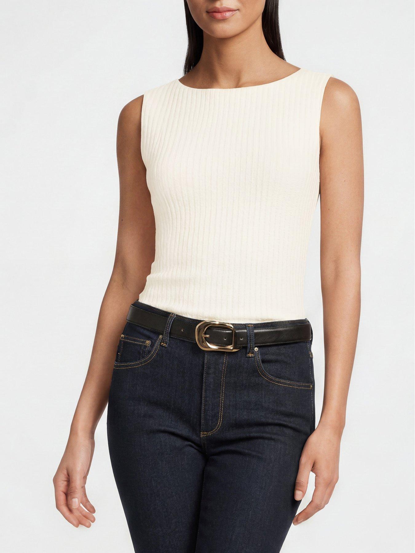 Image 2 of 5 of The Very Collection Gold Buckle Belt - Black