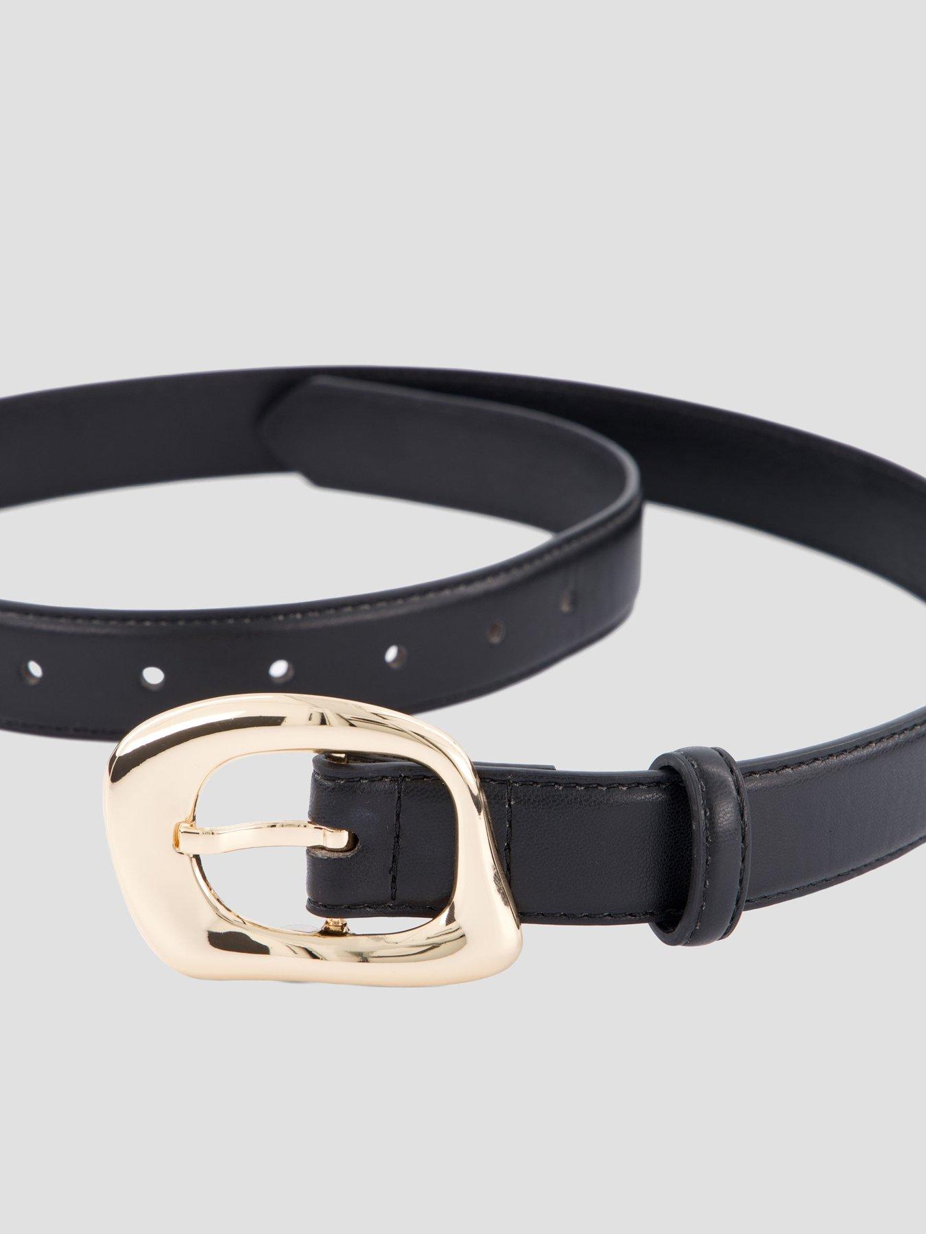 Image 4 of 5 of The Very Collection Gold Buckle Belt - Black