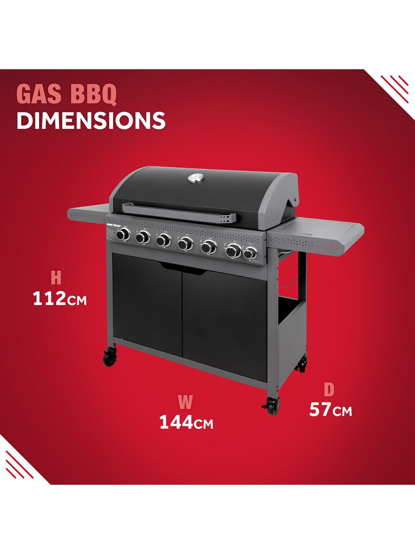 Image 2 of 3 of George Foreman Black 6 Burner Gas BBQ with Side Burner