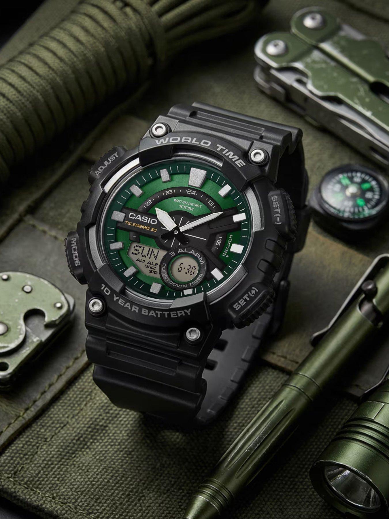  image of casio-casio-timeless-aeq-110w-3a2vef-green-dial-series