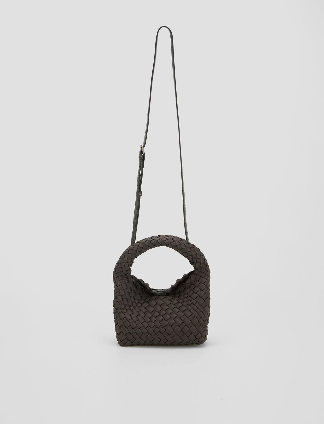 The Very Collection Mini Woven Top Handle Bag - Grey