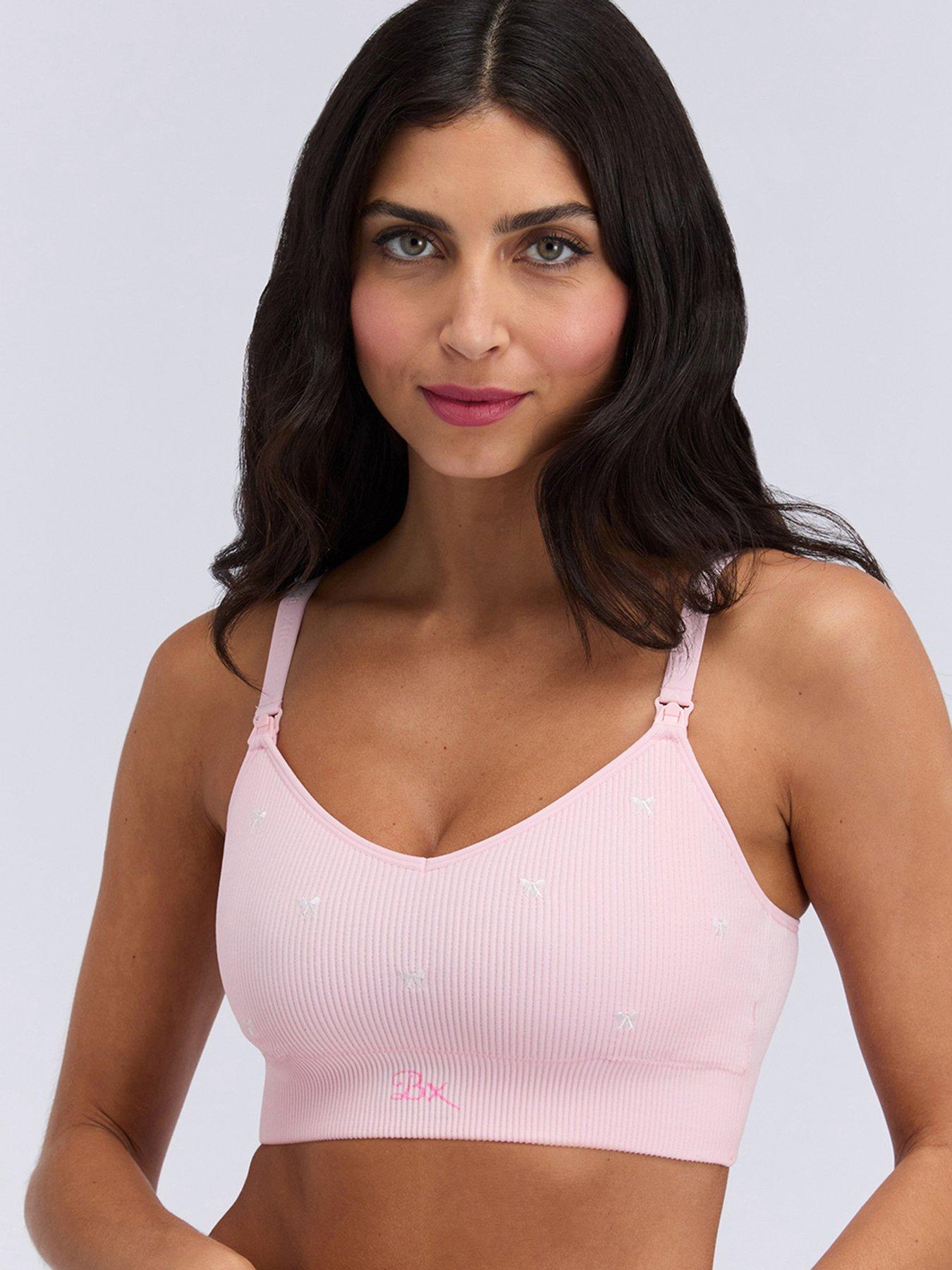Boux Avenue Nursing Bow Emb Rib Bralette - Pink Mix