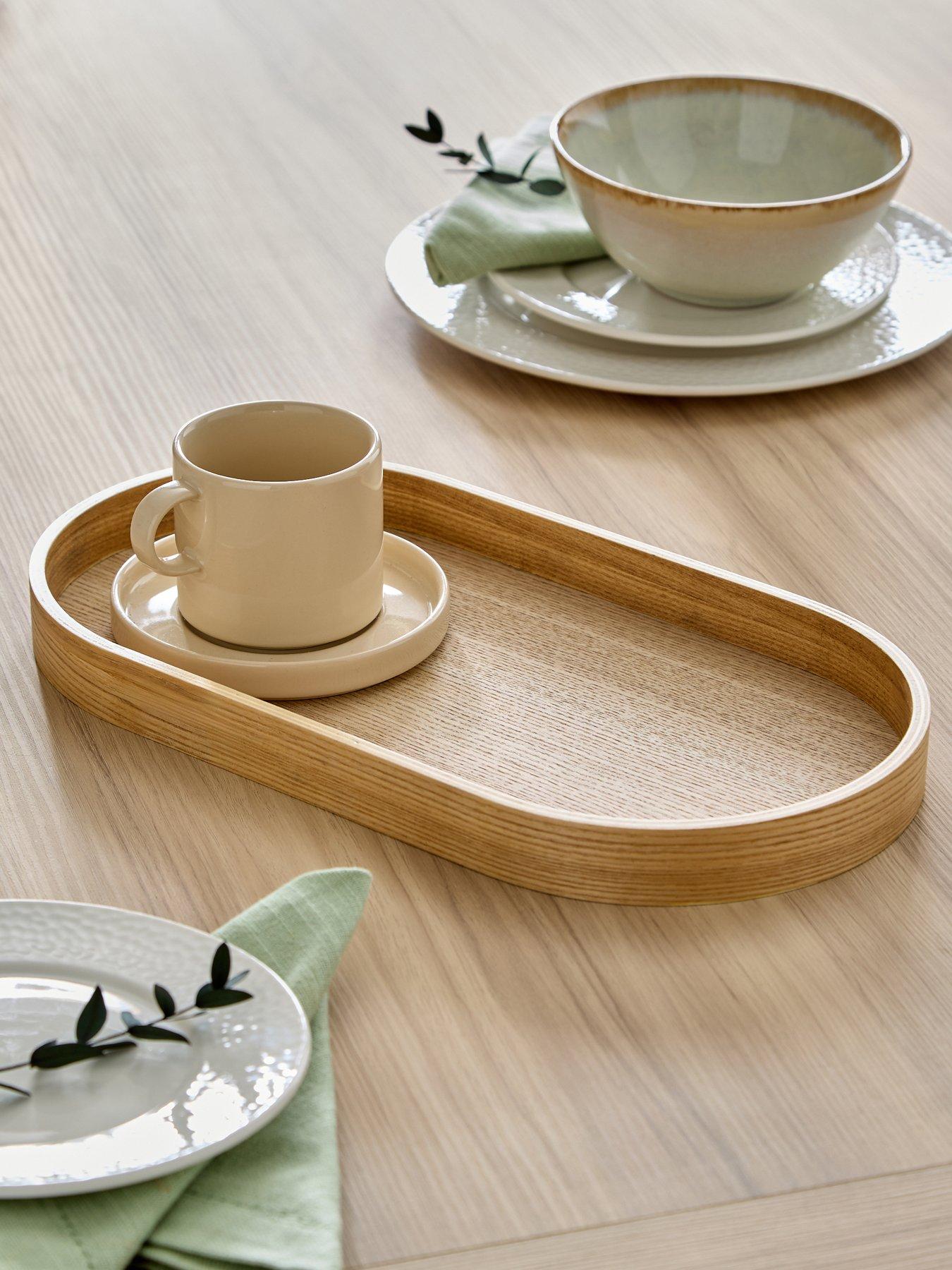 Image 1 of 8 of The Very Collection Oval Serving Tray 38cm - Natural Wood Effect