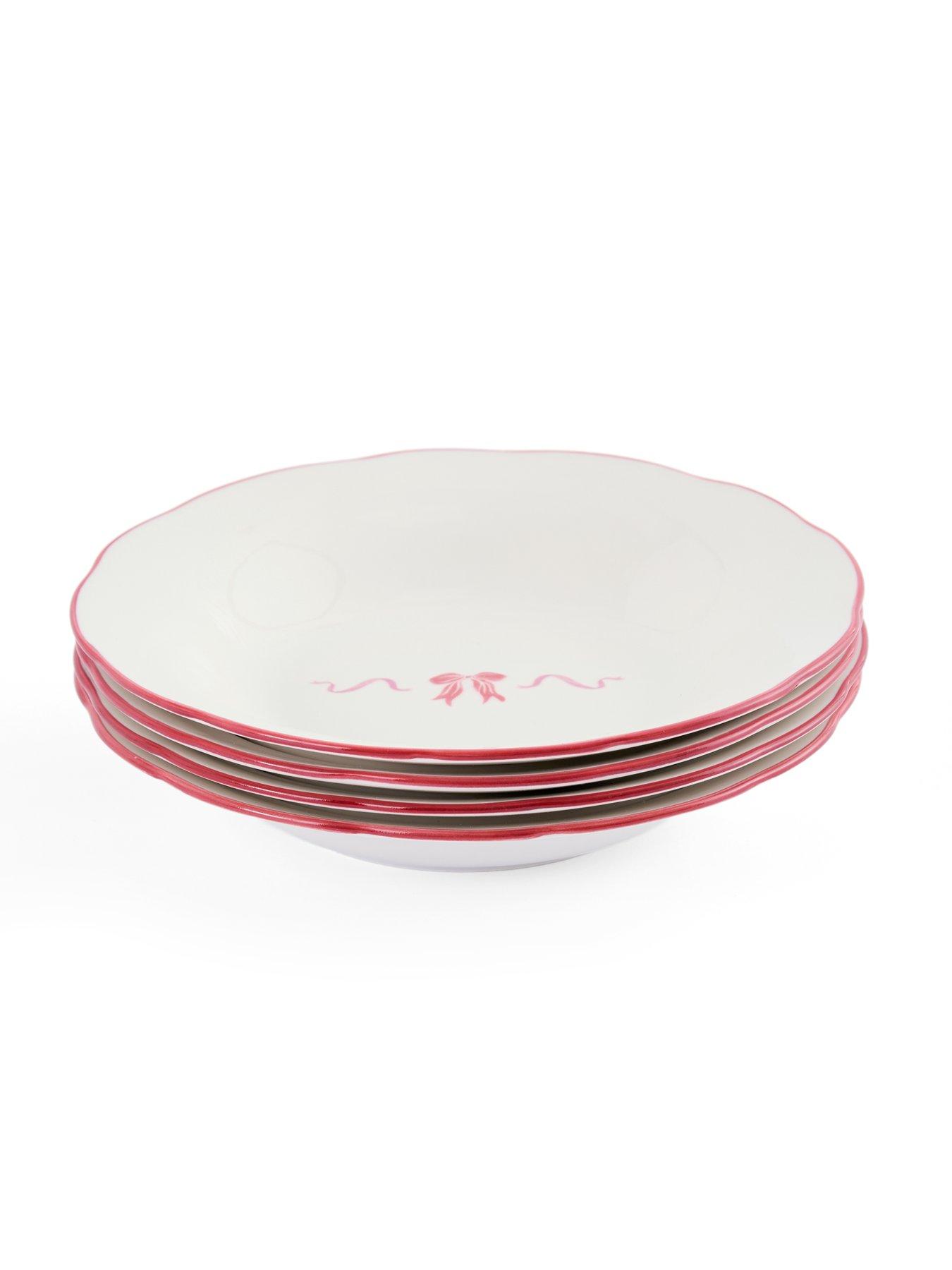 Image 3 of 7 of The Very Collection Soft Scallop Set Of 4 Pasta Bowls - Bow Decal