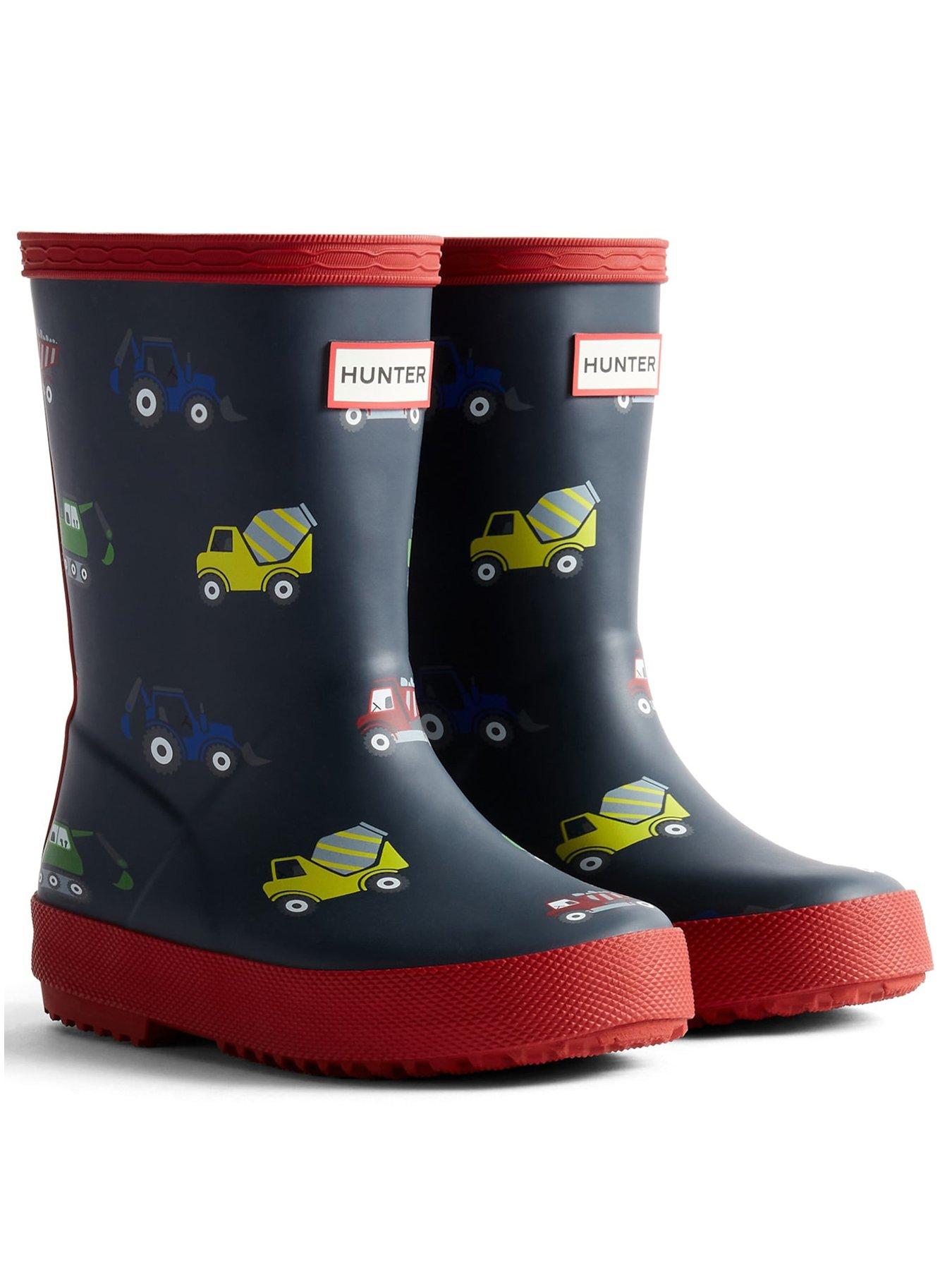 Image 2 of 4 of Hunter Kids First Construction Print Boot - Navy