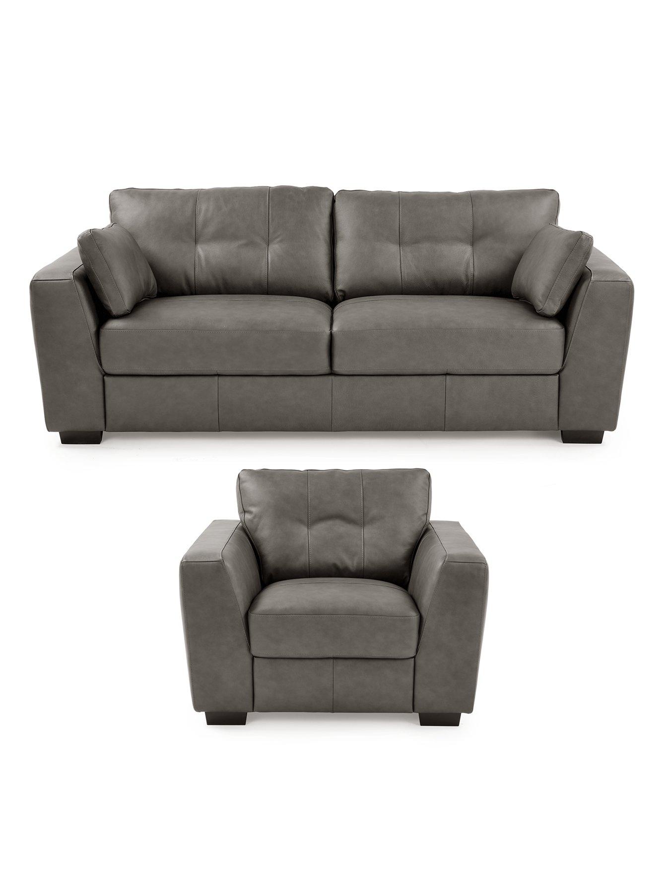 The Very Collection Arden 3 Seater Leather Sofa + Chair