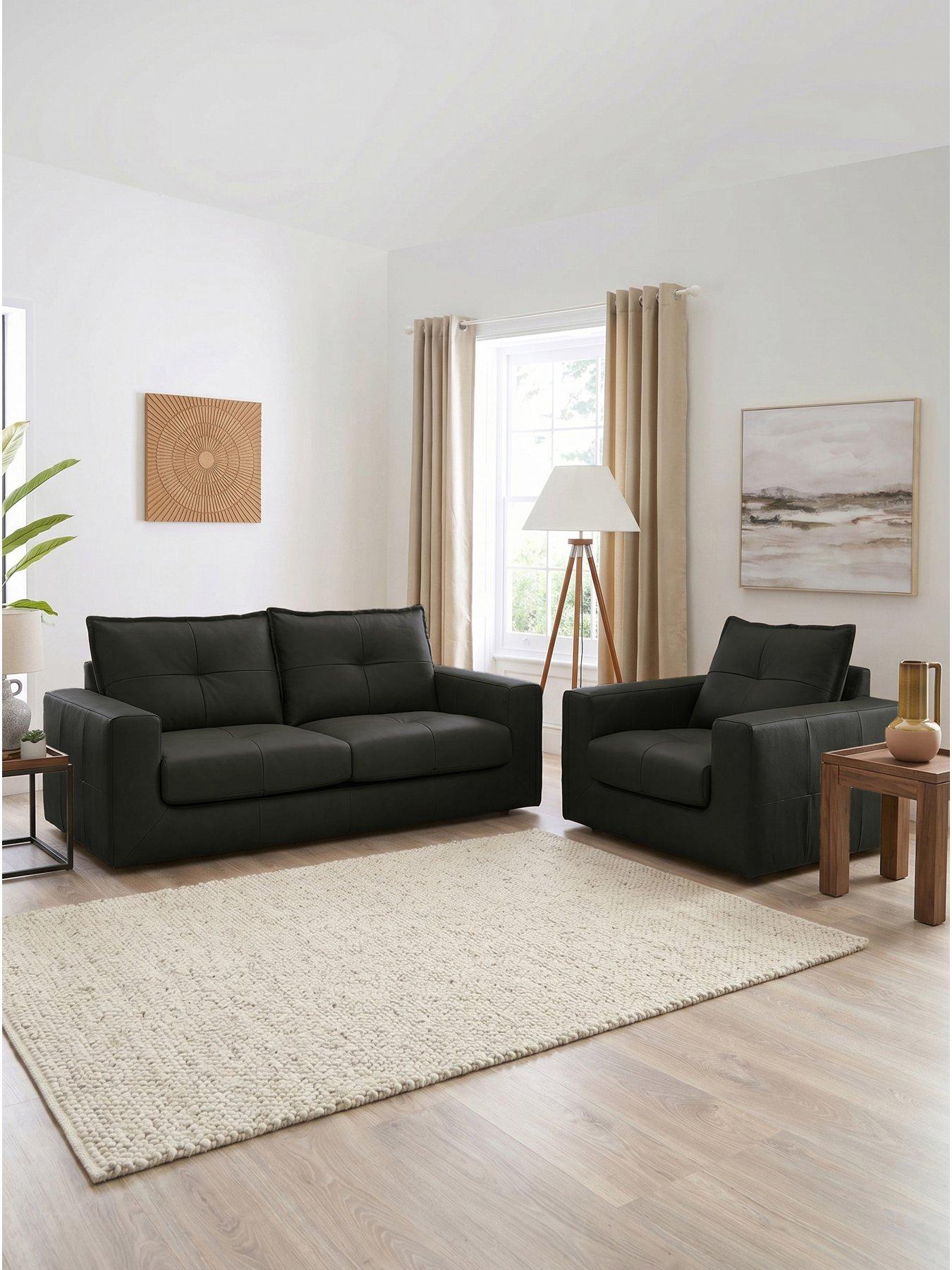 The Very Collection Tribeca 3 Seater Leather Sofa + Chair - FSC® Certified