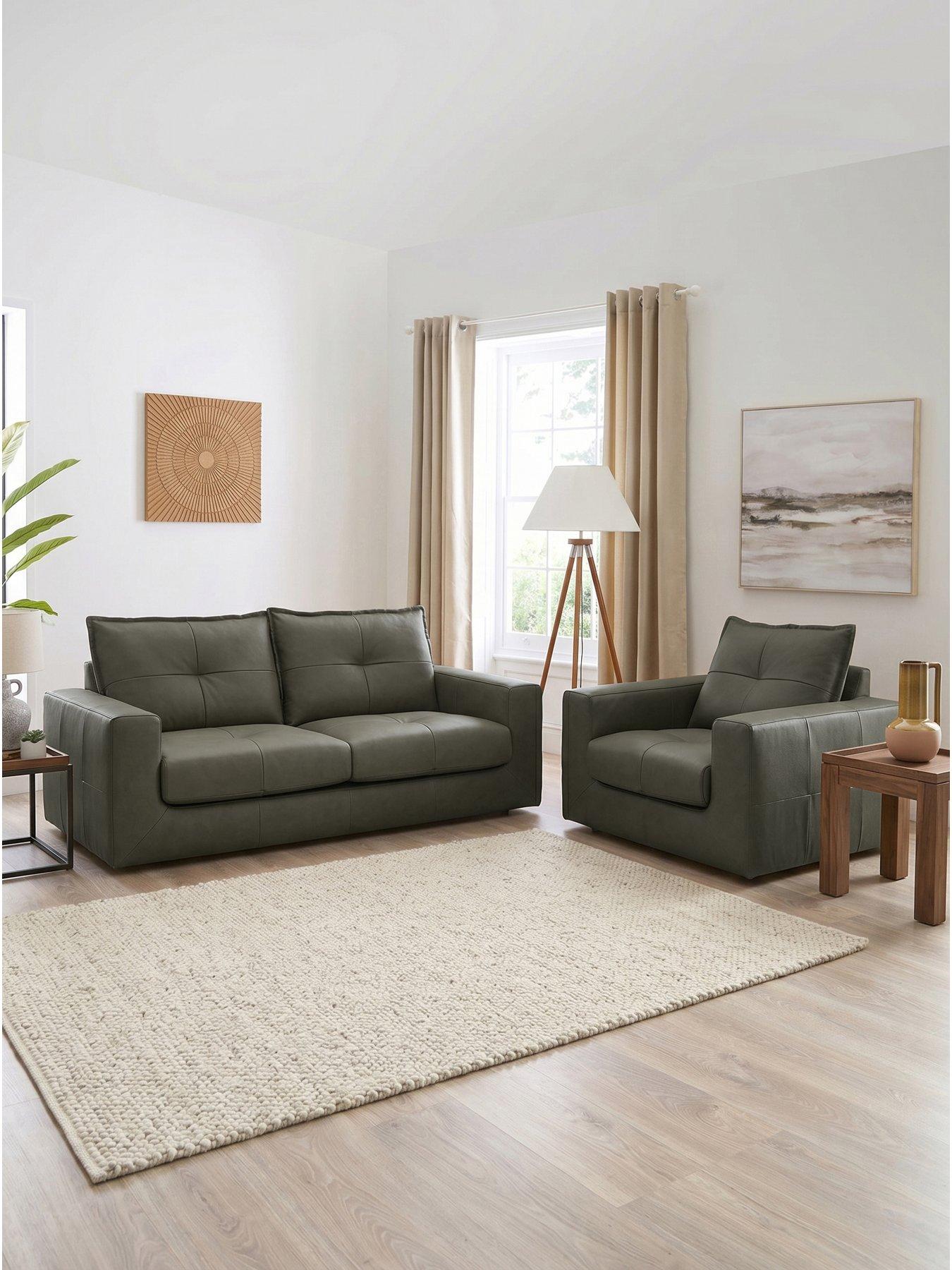 The Very Collection Tribeca 3 Seater Leather Sofa + Chair