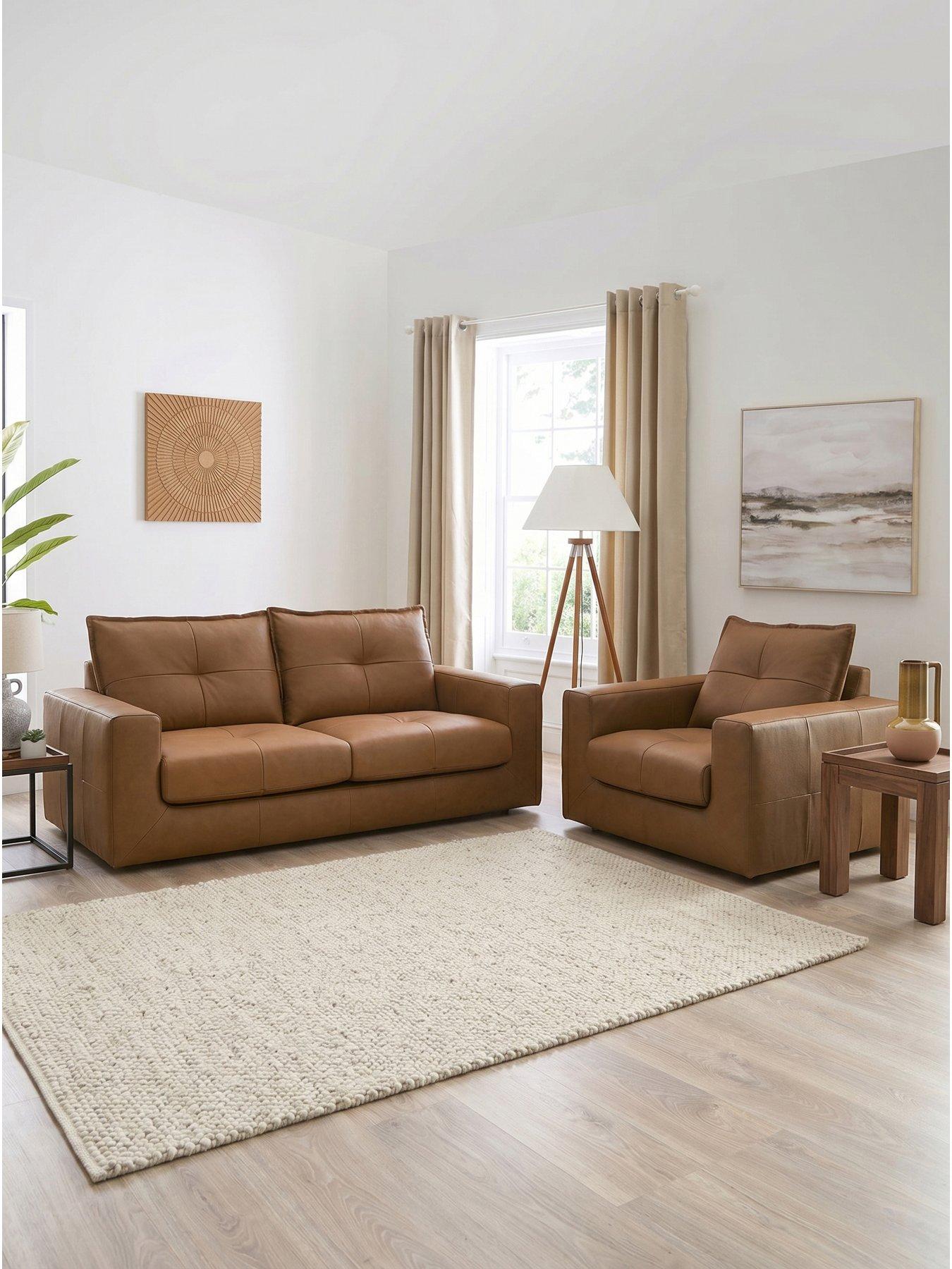 The Very Collection Tribeca 3 Seater Leather Sofa + Chair - FSC® Certified