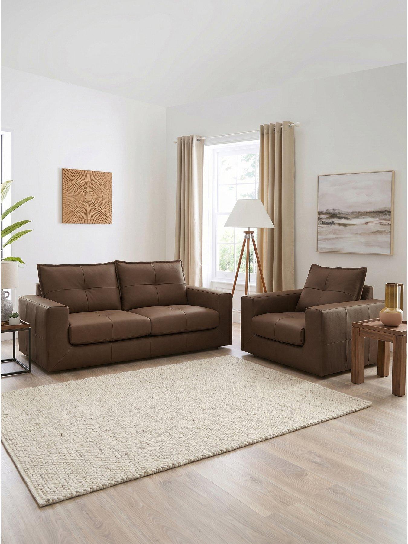 The Very Collection Tribeca 3 Seater Leather Sofa + Chair