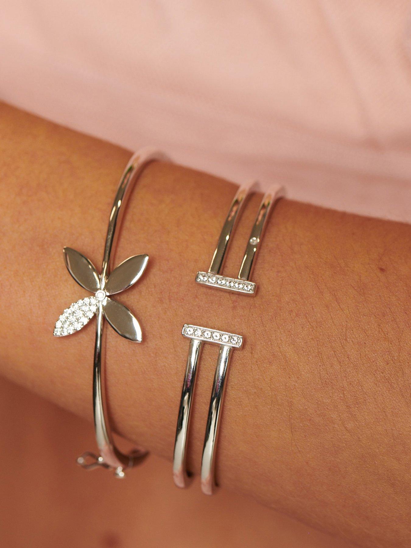  image of hot-diamonds-cross-flower-bangle