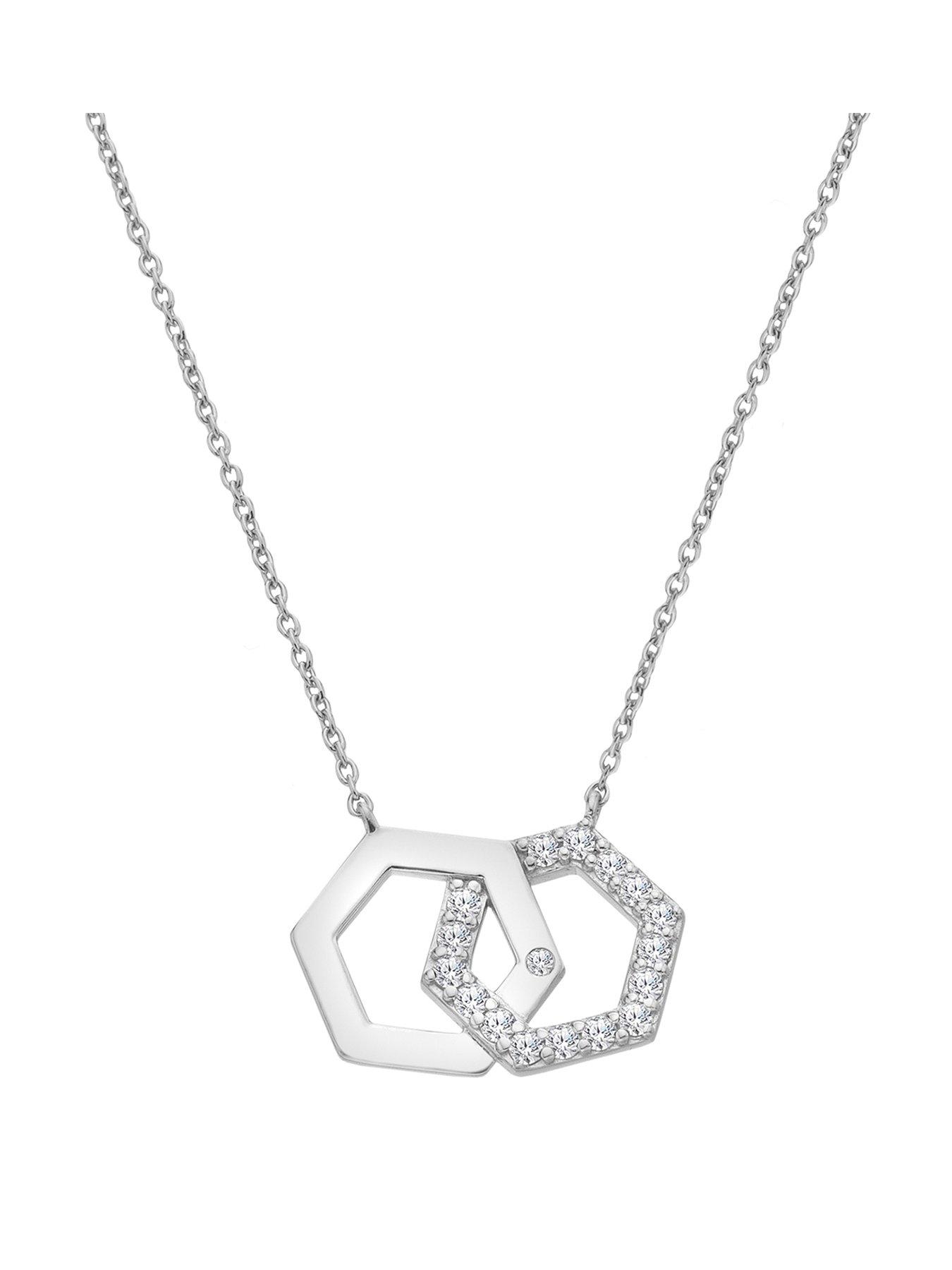 front image of hot-diamonds-hexagon-wt-necklace