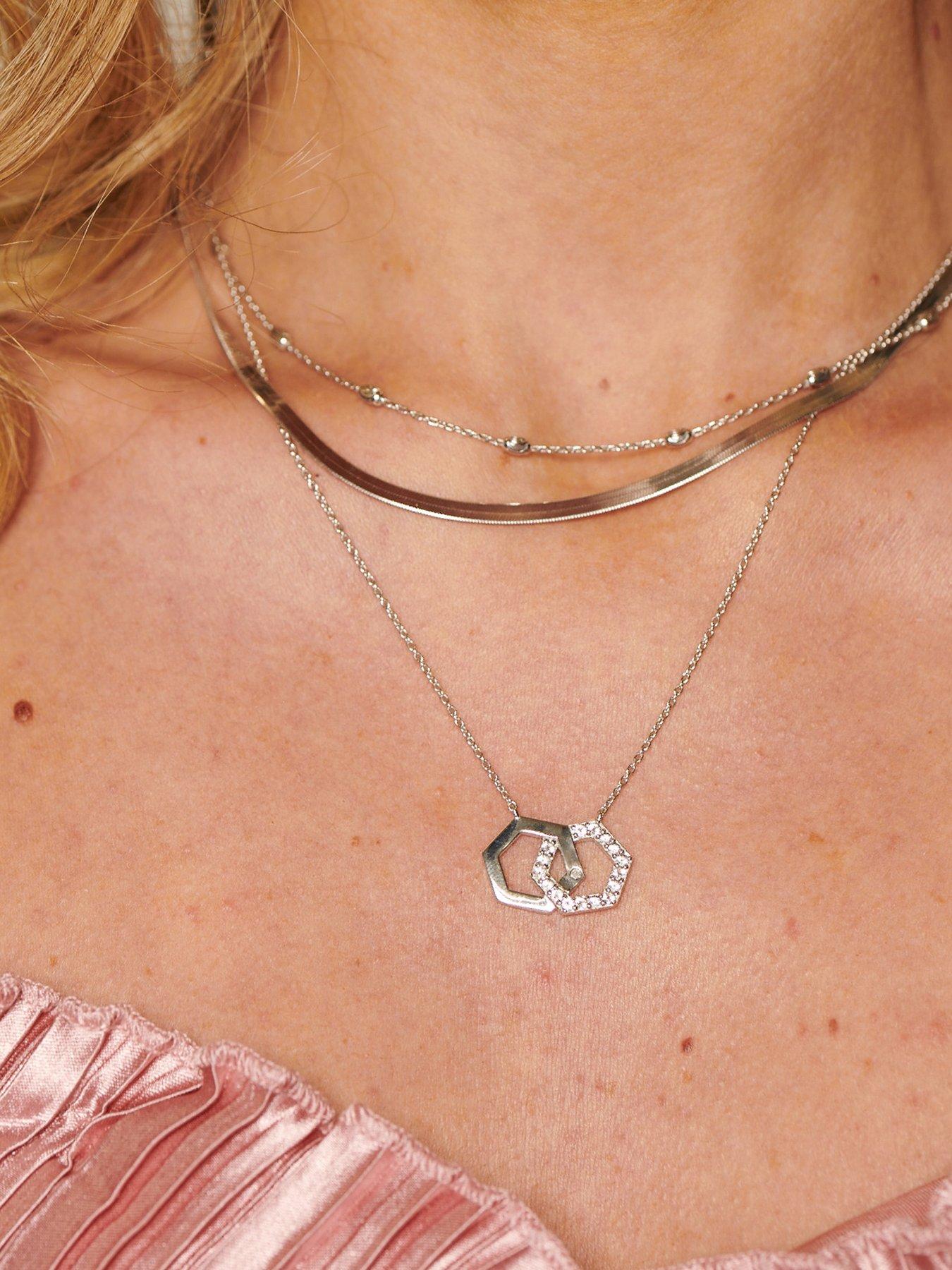  image of hot-diamonds-hexagon-wt-necklace