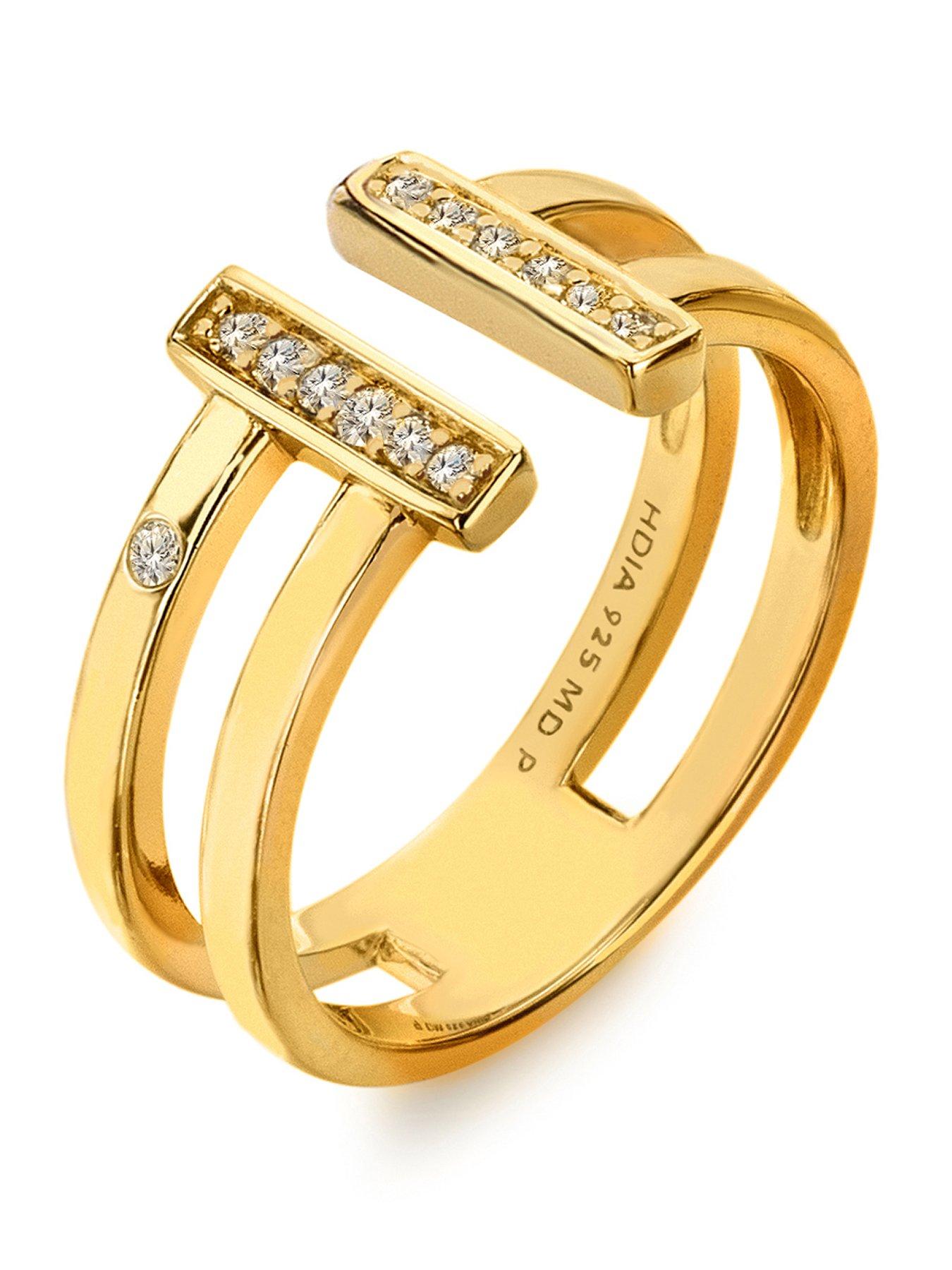 Hot Diamonds Double T Bar Ring - YGP