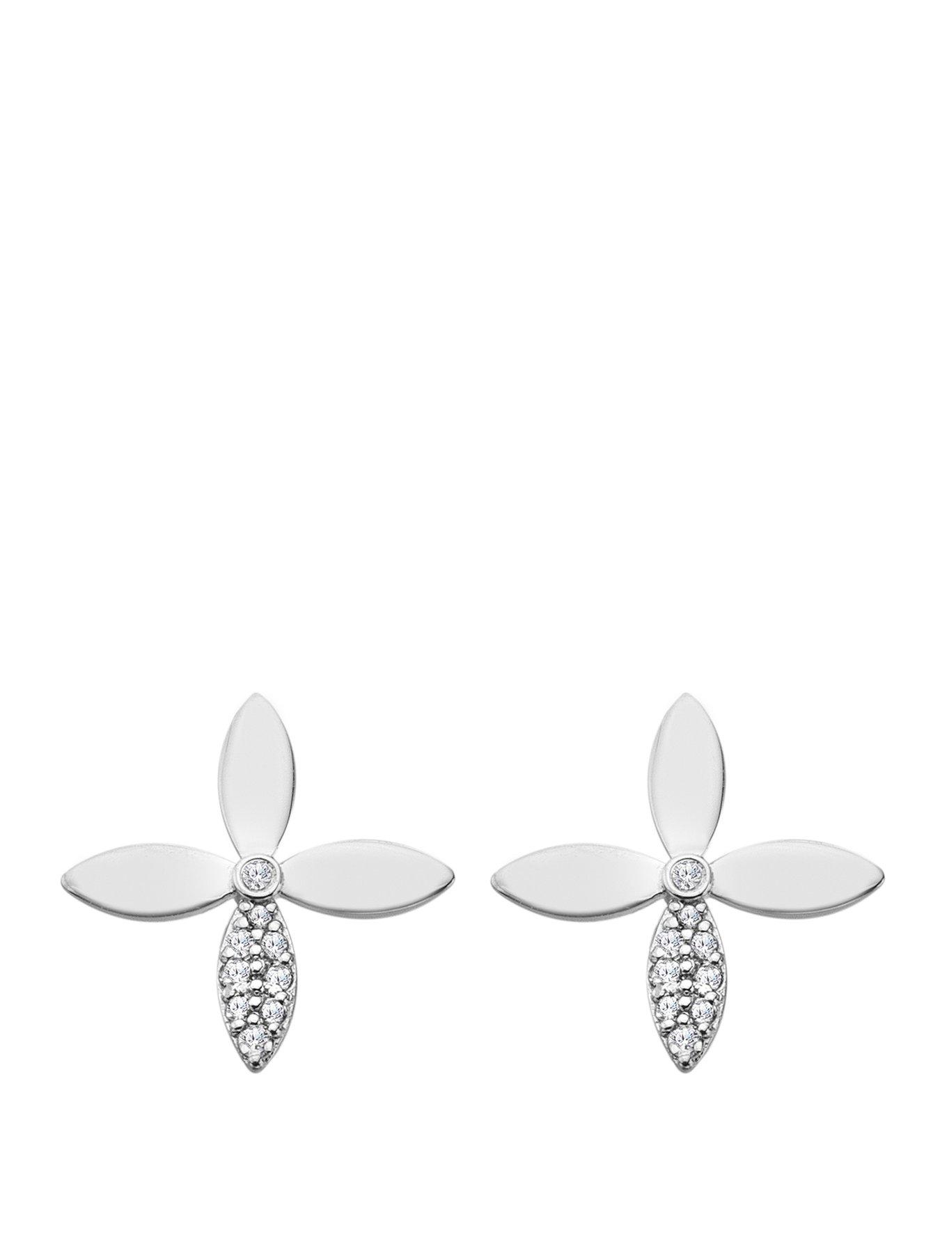  image of hot-diamonds-cross-flower-stud-earrings
