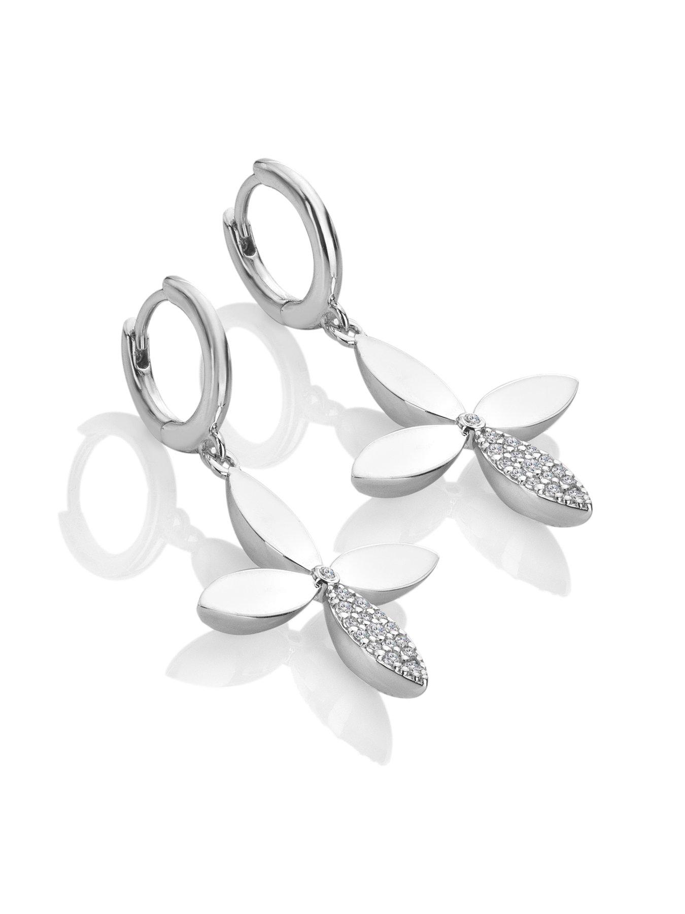 Image 2 of 3 of Hot Diamonds Cross Flower Drop Earrings
